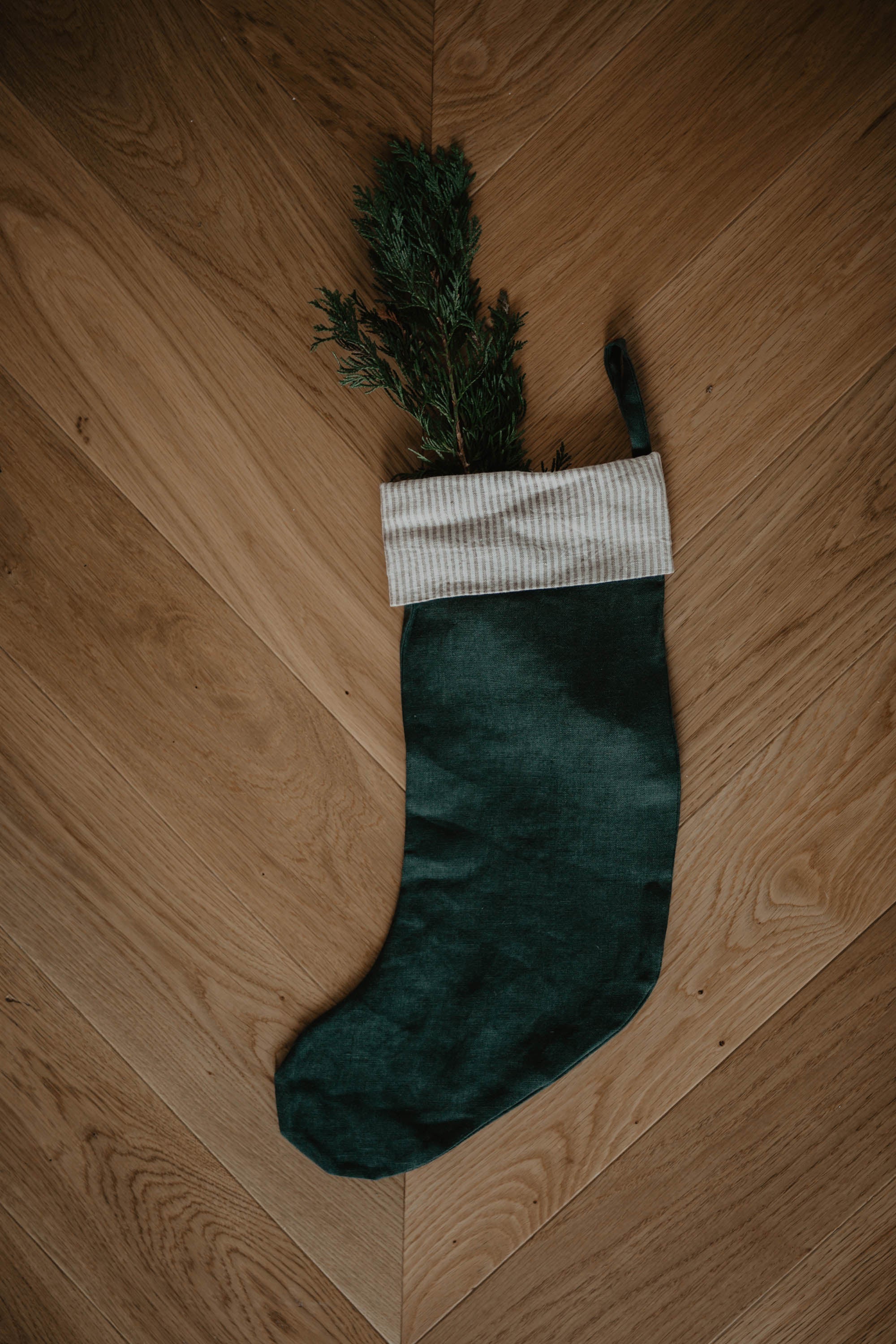 Laumë linen Christmas Linen bas de Noël Oatmeal en lin