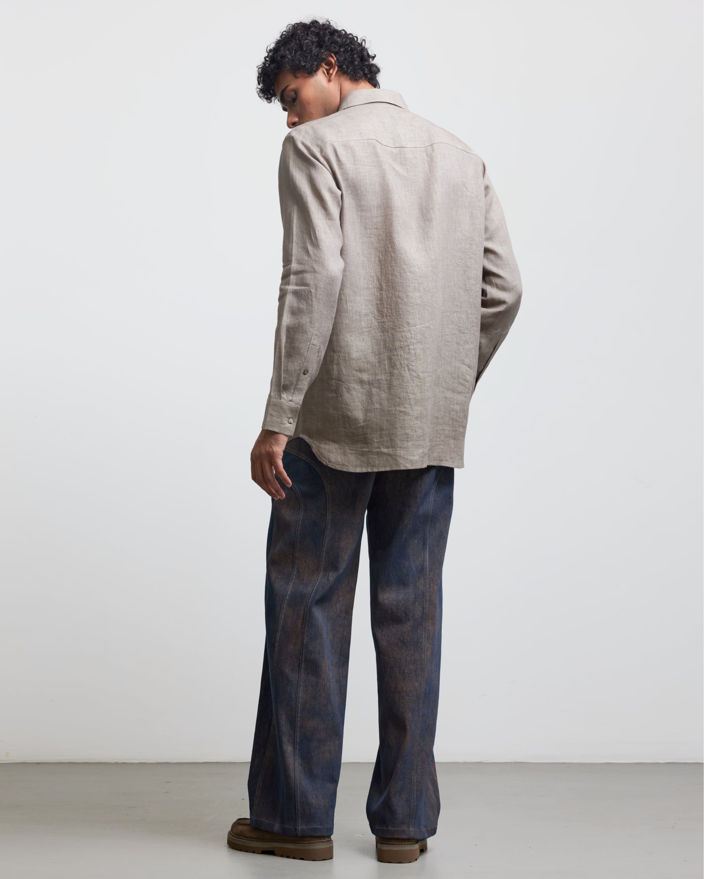 COUNTRYMADE Shirts Stone Faded Ghost Shadow chemise en lin brodée