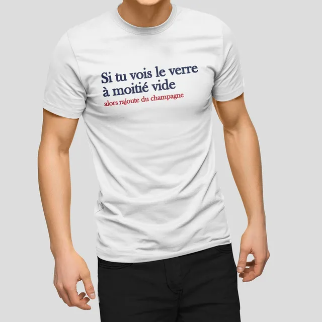 Juste Un T-shirt T-shirts Imprimés Le verre à moitié vide t-shirt homme