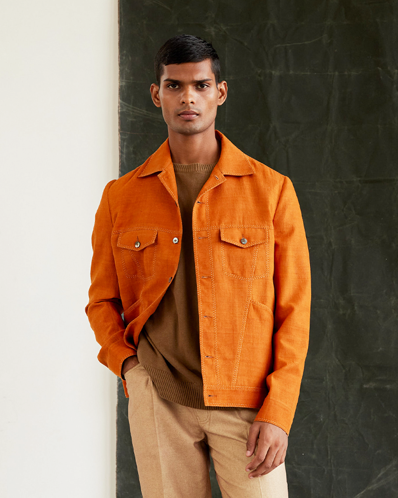 COUNTRYMADE Jackets Matka Silk Trucker Jacket veste en soie coupe ajustée