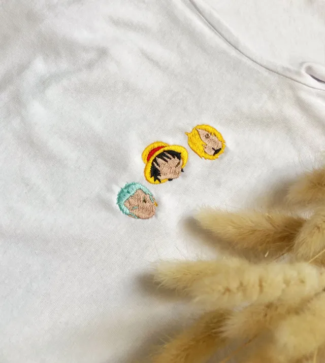 Juste Un T-shirt T-shirts Brodés Luffy t-shirt brodé coton