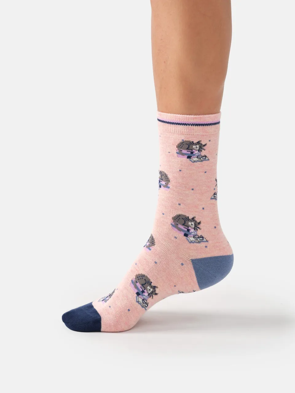 Sourire Multicolore Chaussettes femme chat lecteur en bambou rose 36/40