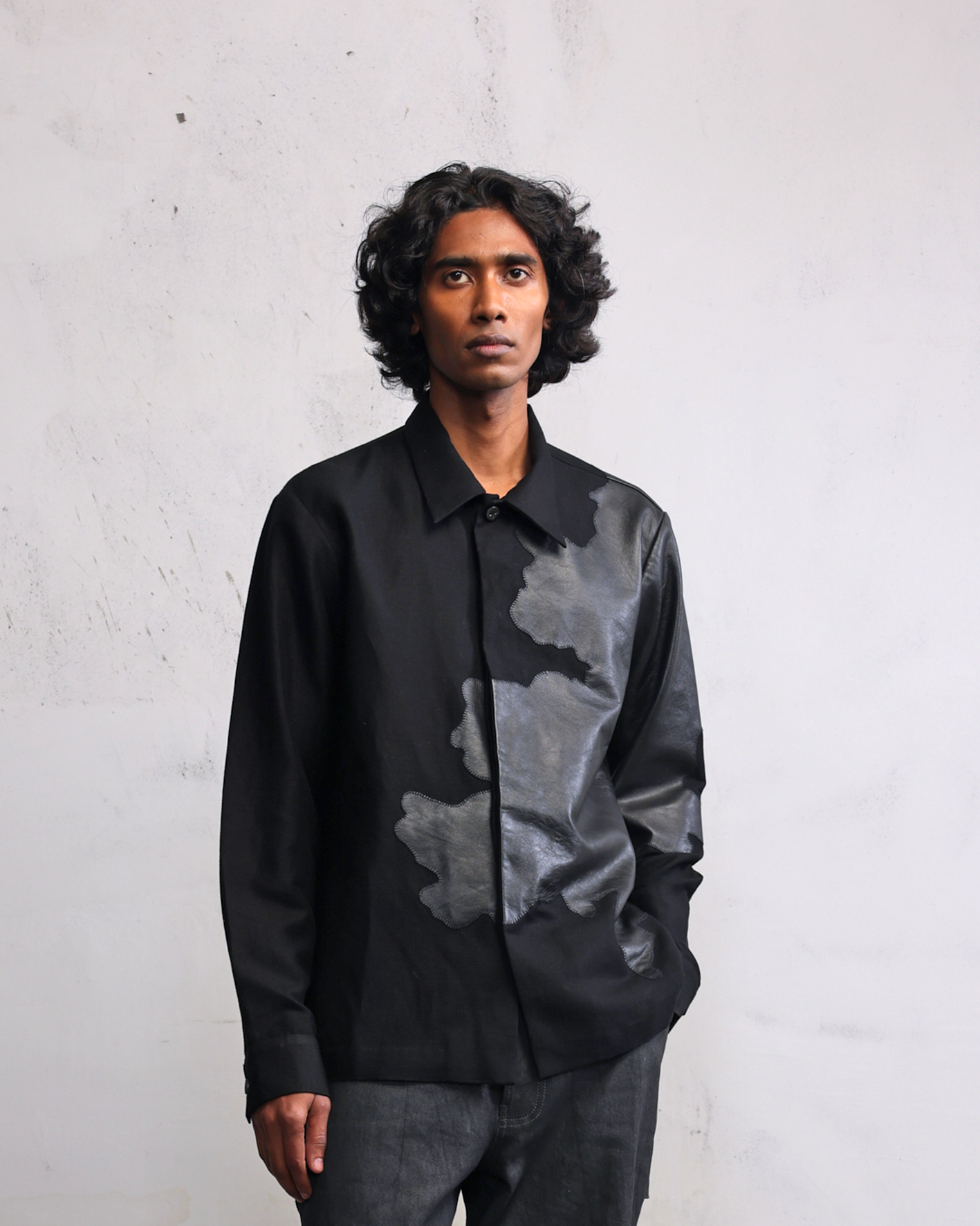 COUNTRYMADE Shirts Tattered Terrain Leather patch shirt chemise lin cuir
