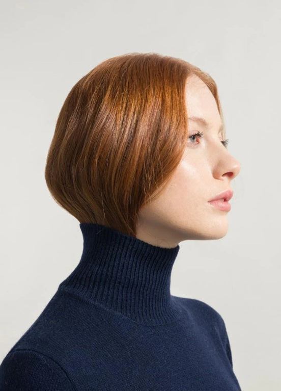 Rifo Pull Ada col montant cachemire recyclé bleu marine ou noir
