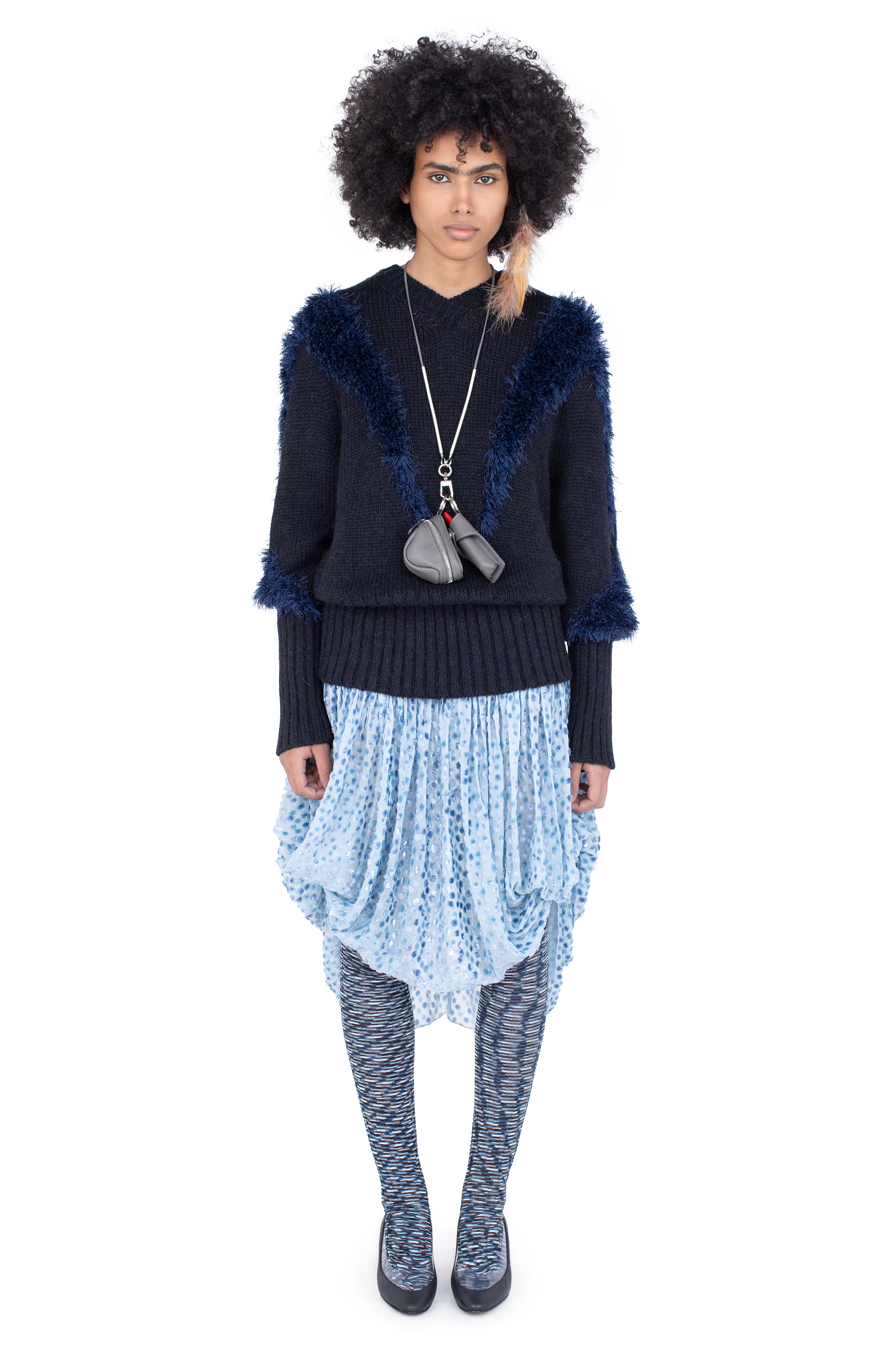 Kiko Kostadinov Bottoms TAWNY Mid-Lenght Skirt jupe Powder Blue soie
