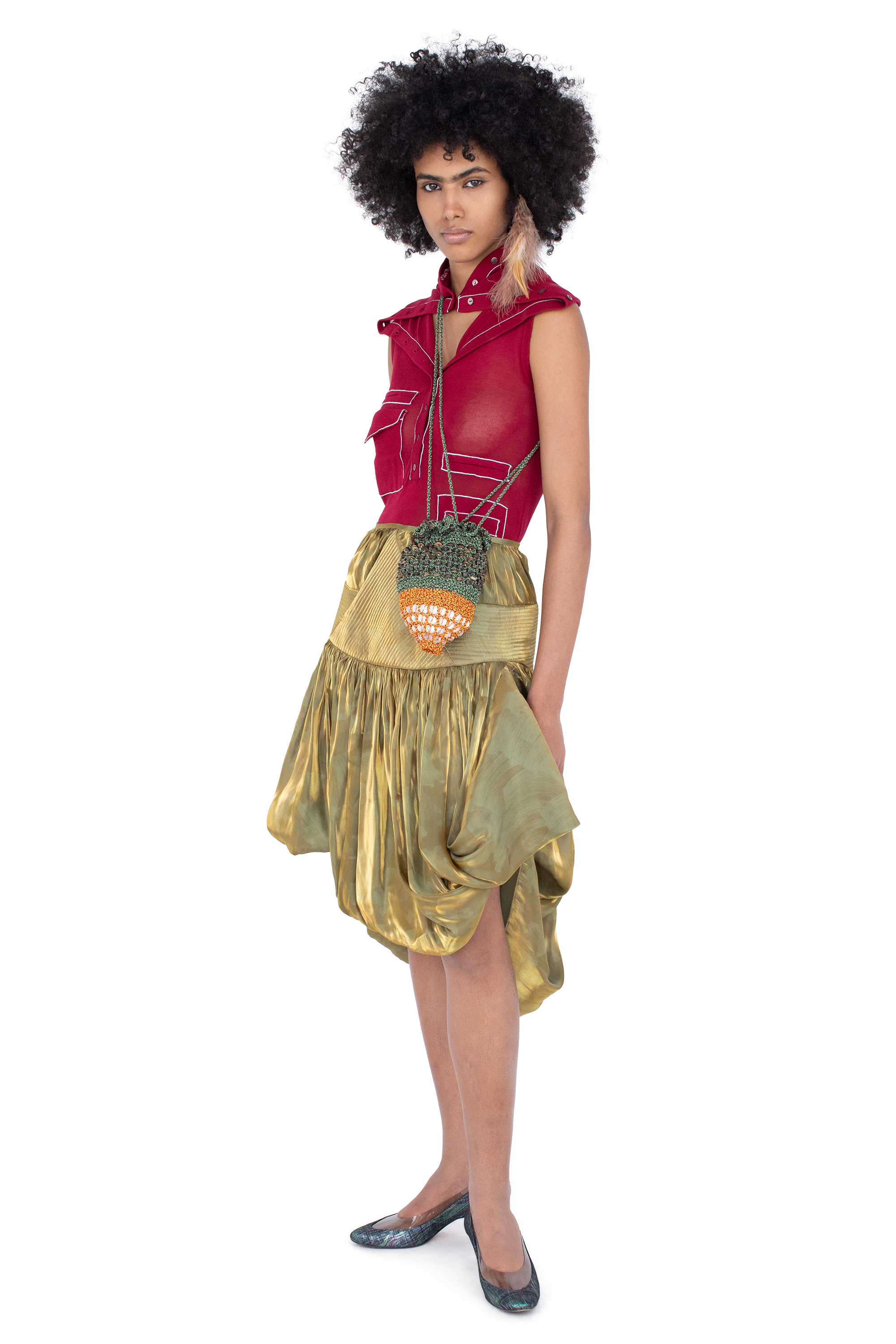Kiko Kostadinov Bottoms TAWNY Mid-Lenght Skirt jupe Gold Brush