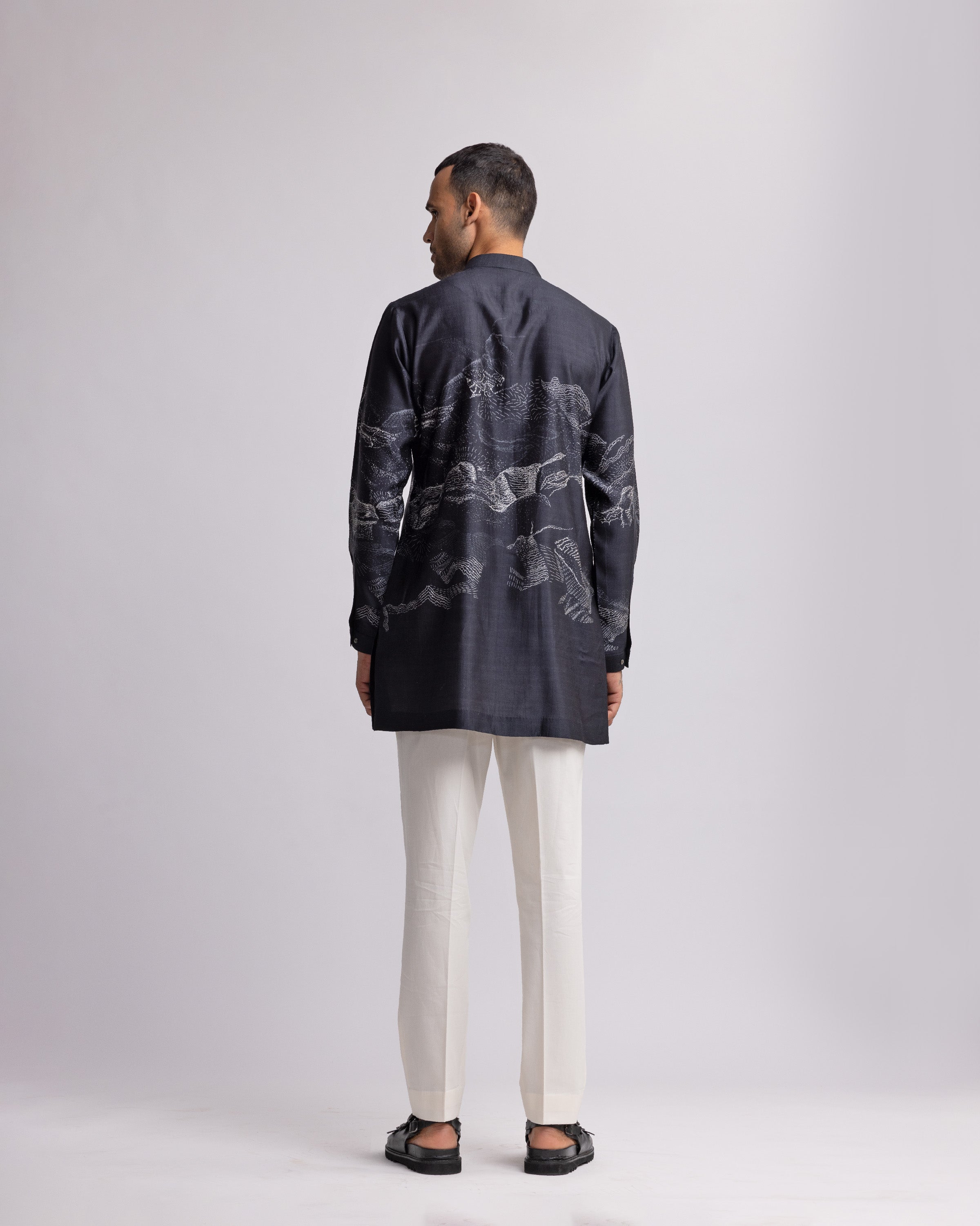 COUNTRYMADE Kurtas DUNKIRK PRINTED KURTA kurta en soie imprimée noire
