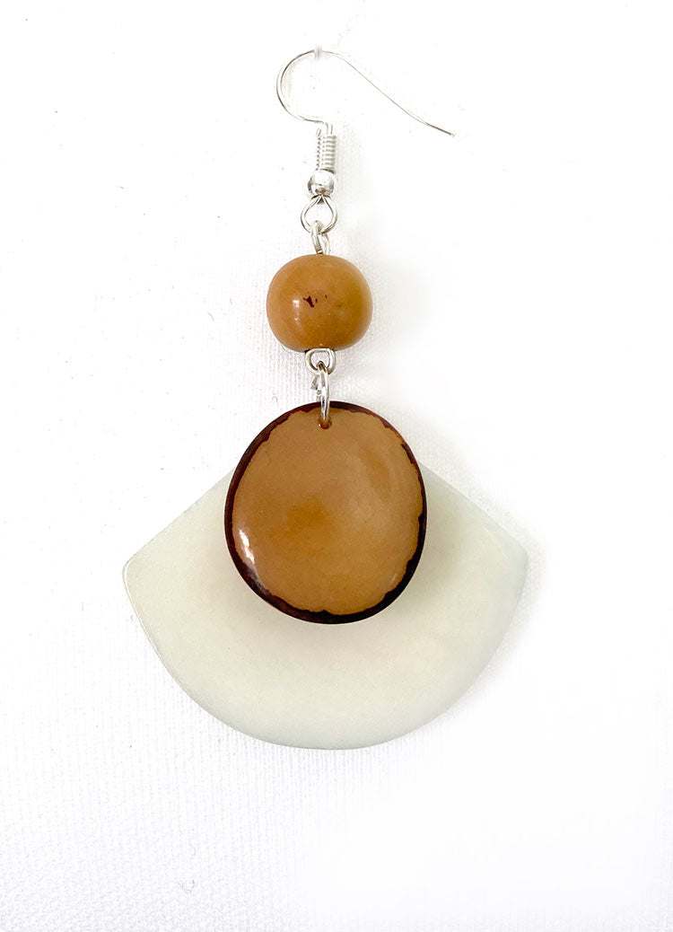 Boucles d'oreilles Valeria en ivoire végétal beige écru bicolores