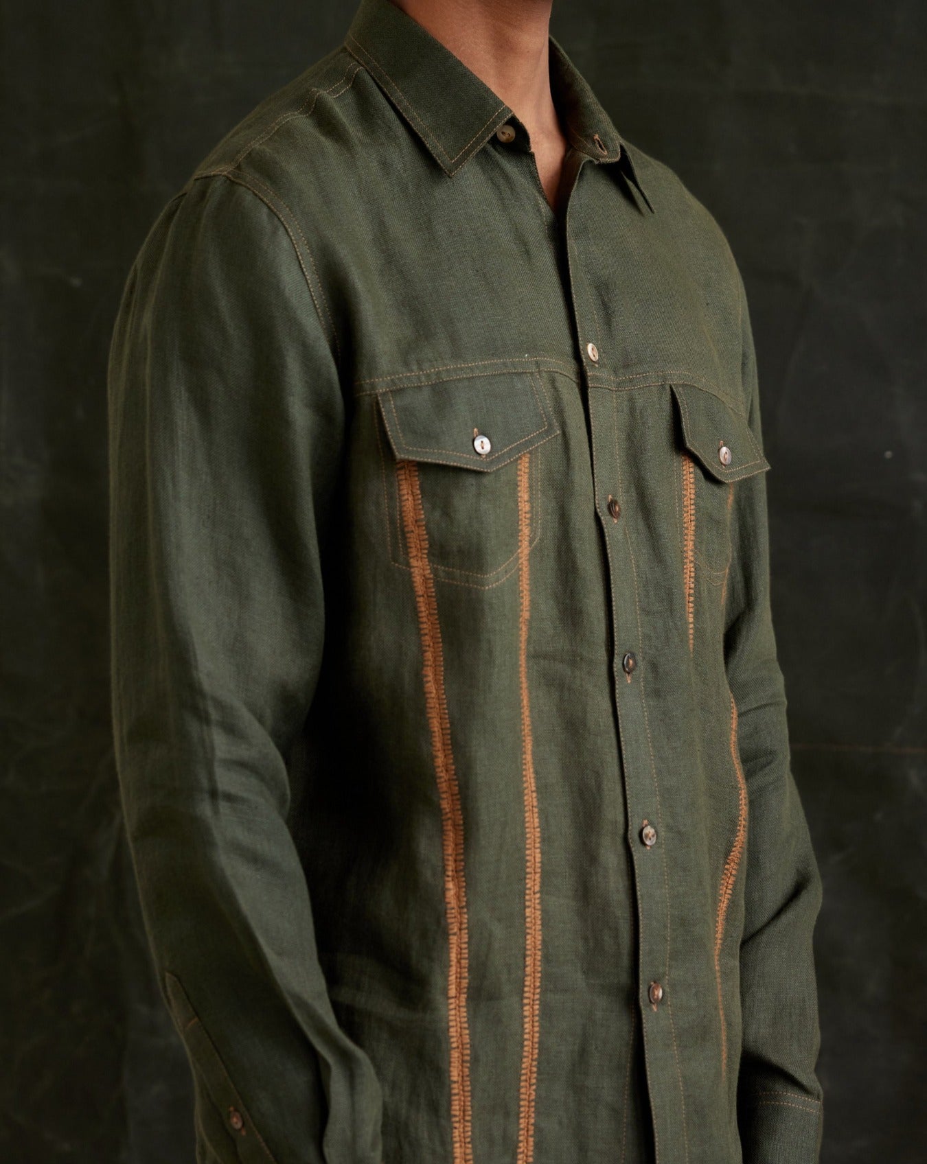 COUNTRYMADE Shirts Crochet Denim-Style Shirt chemise en lin coupe régulière