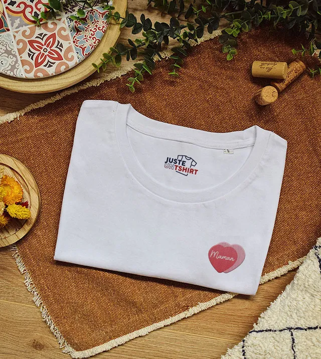 Juste Un T-shirt T-shirts Brodés Maman Amour t-shirt blanc