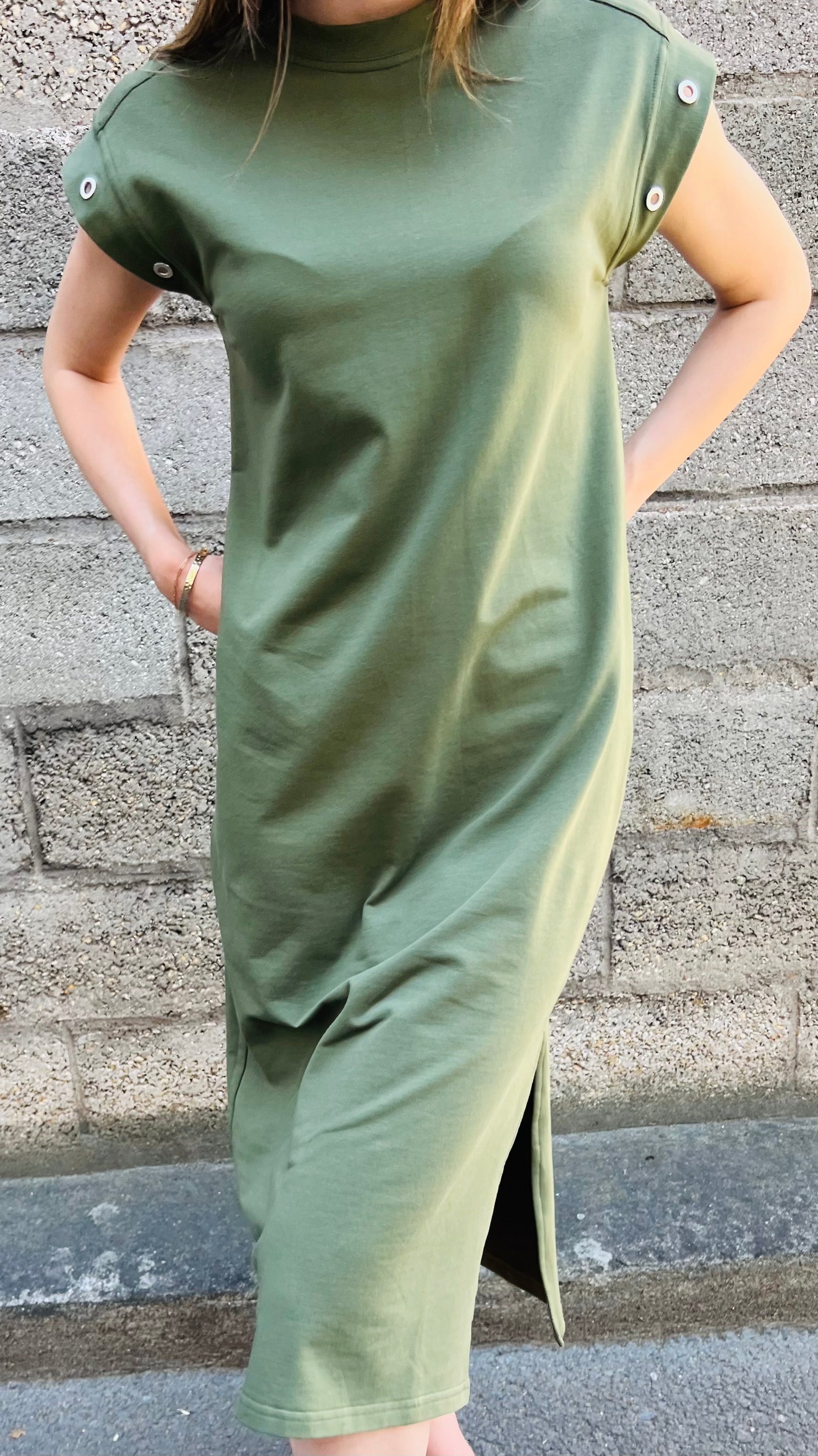 PANTRUCHE Robes Robe longue LOU kaki en coton à œillets