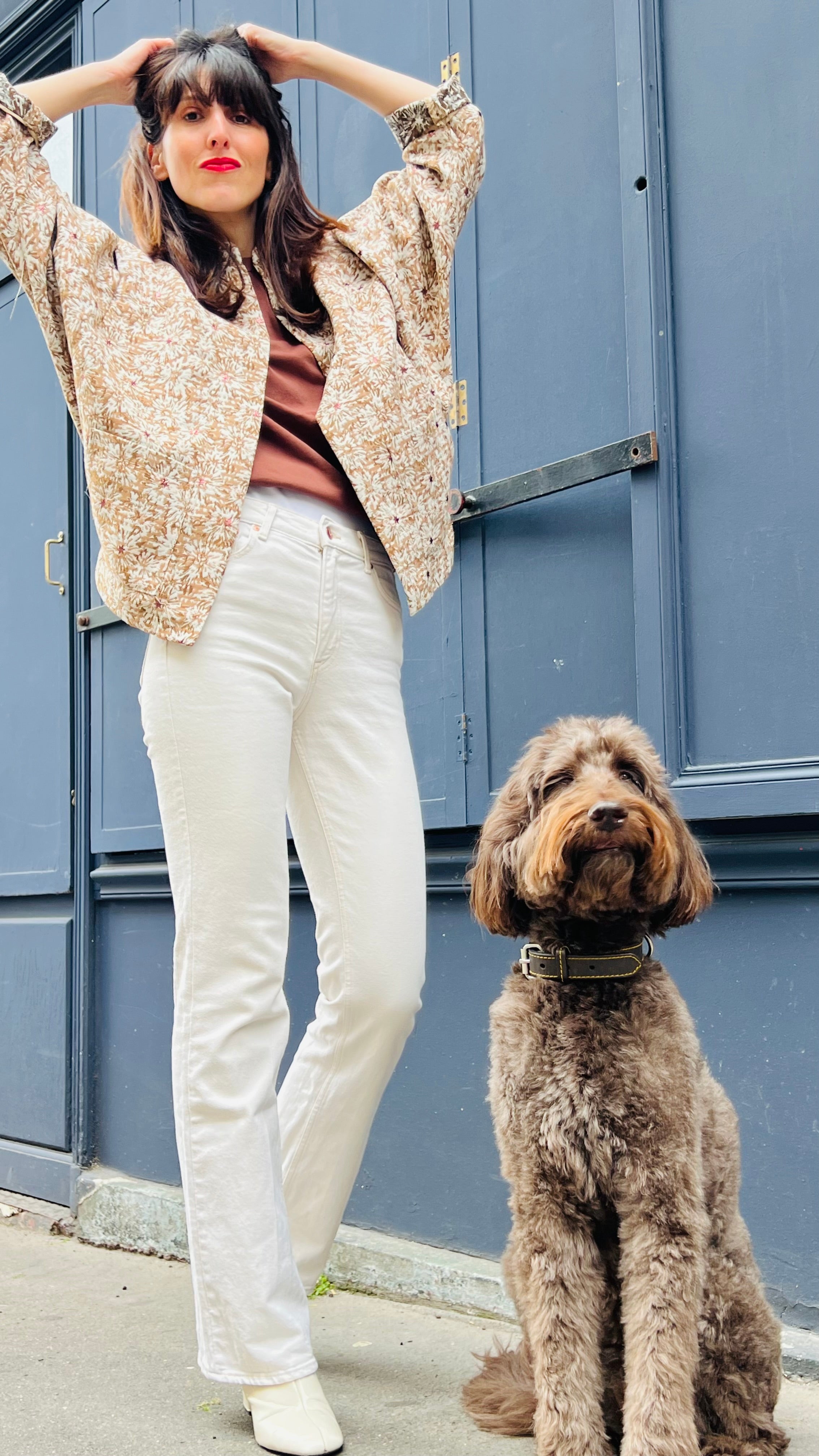 PANTRUCHE Vestes Veste CALI veste taupe en coton jacquard