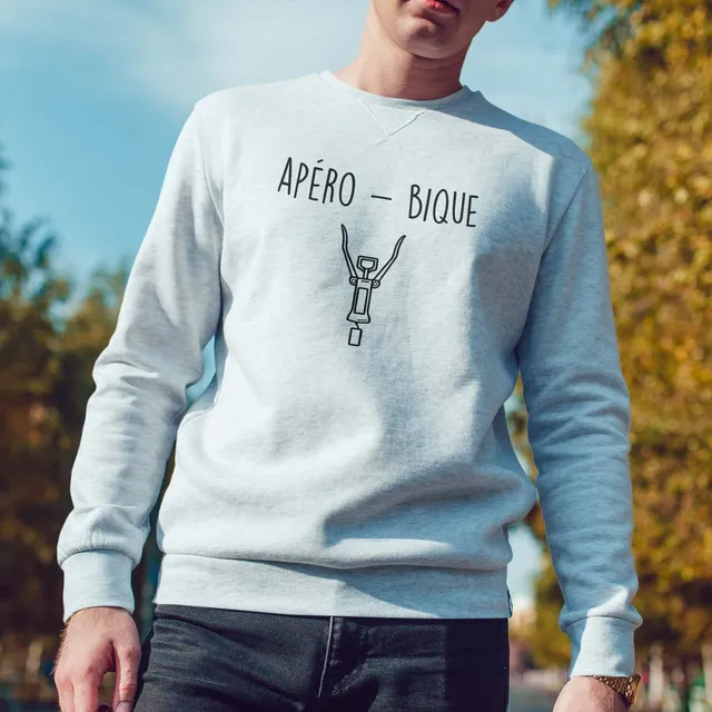 Juste Un T-shirt Sweats Imprimés Apéro-Bique sweat-shirt gris chiné