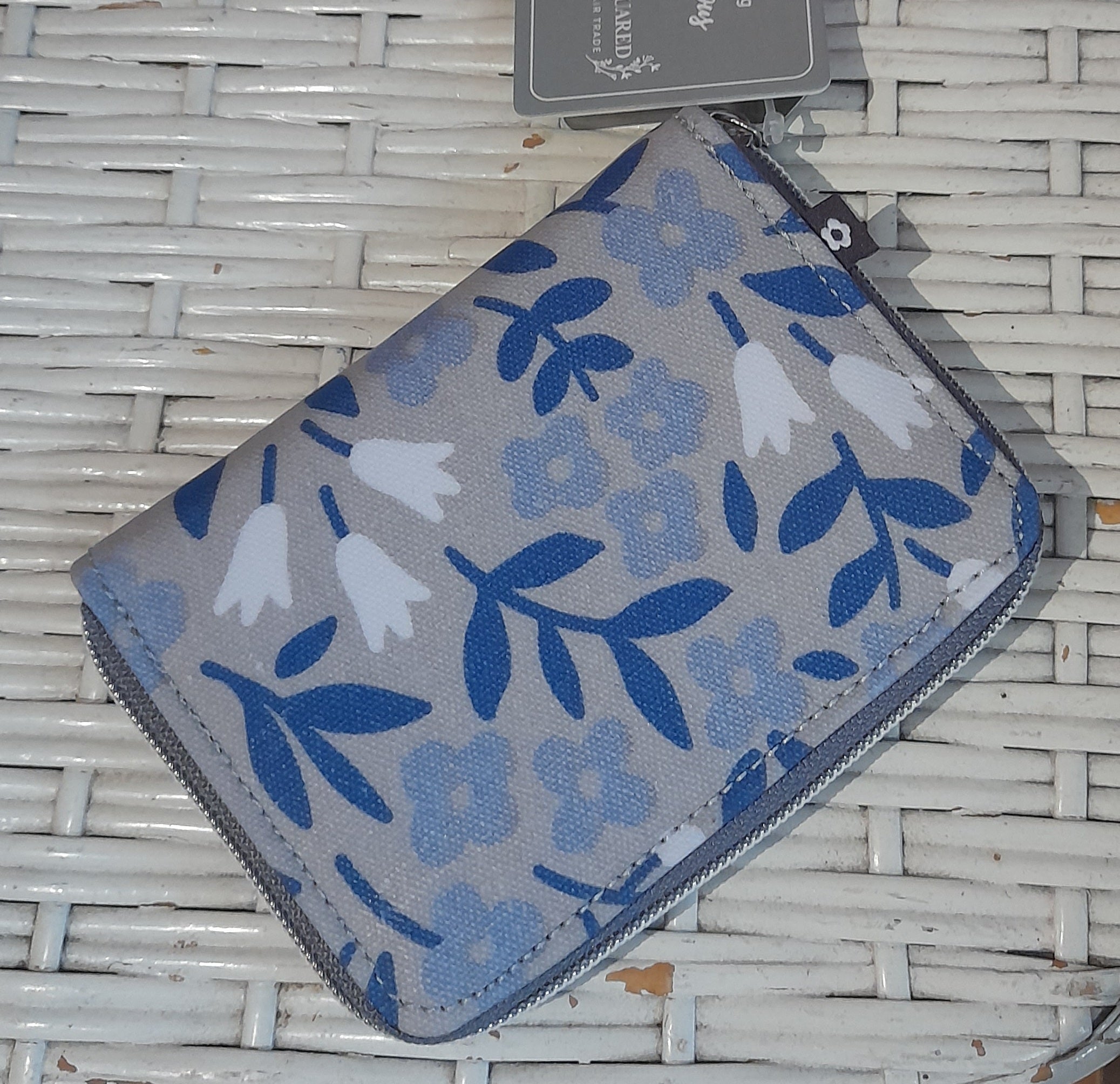 Sourire Multicolore Sacs et pochettes Portefeuille fleurs bleues coton ciré