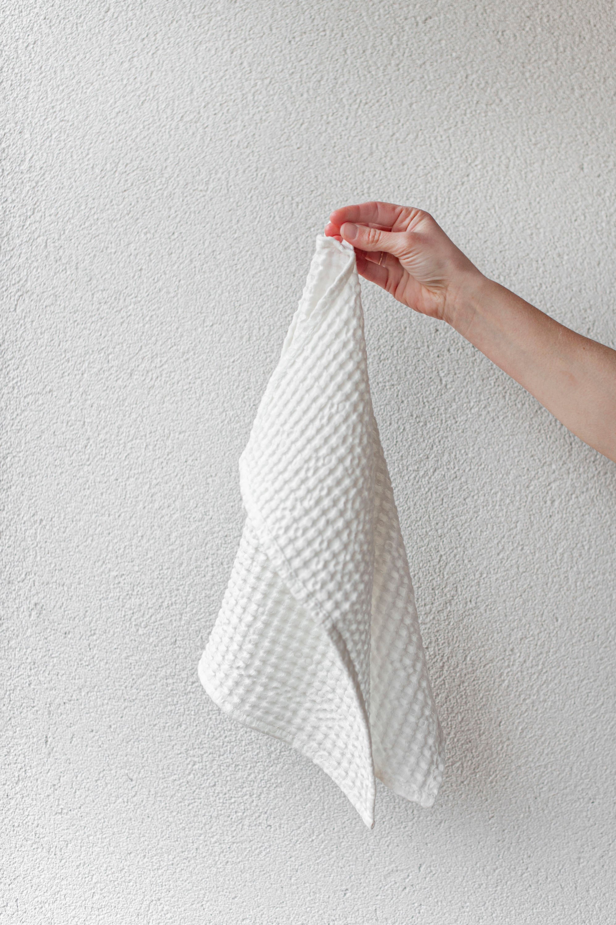 Laumė linen Home Edit Serviette visage gaufrée en lin et coton bleu ciel