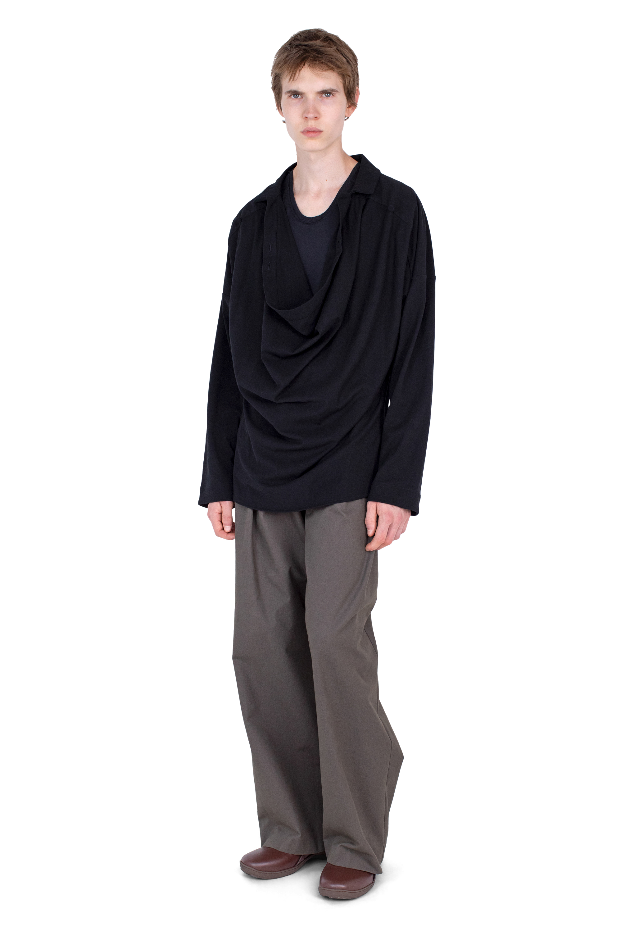 Kiko Kostadinov Shirts ISKAR Drape Shirt chemise noire en jersey