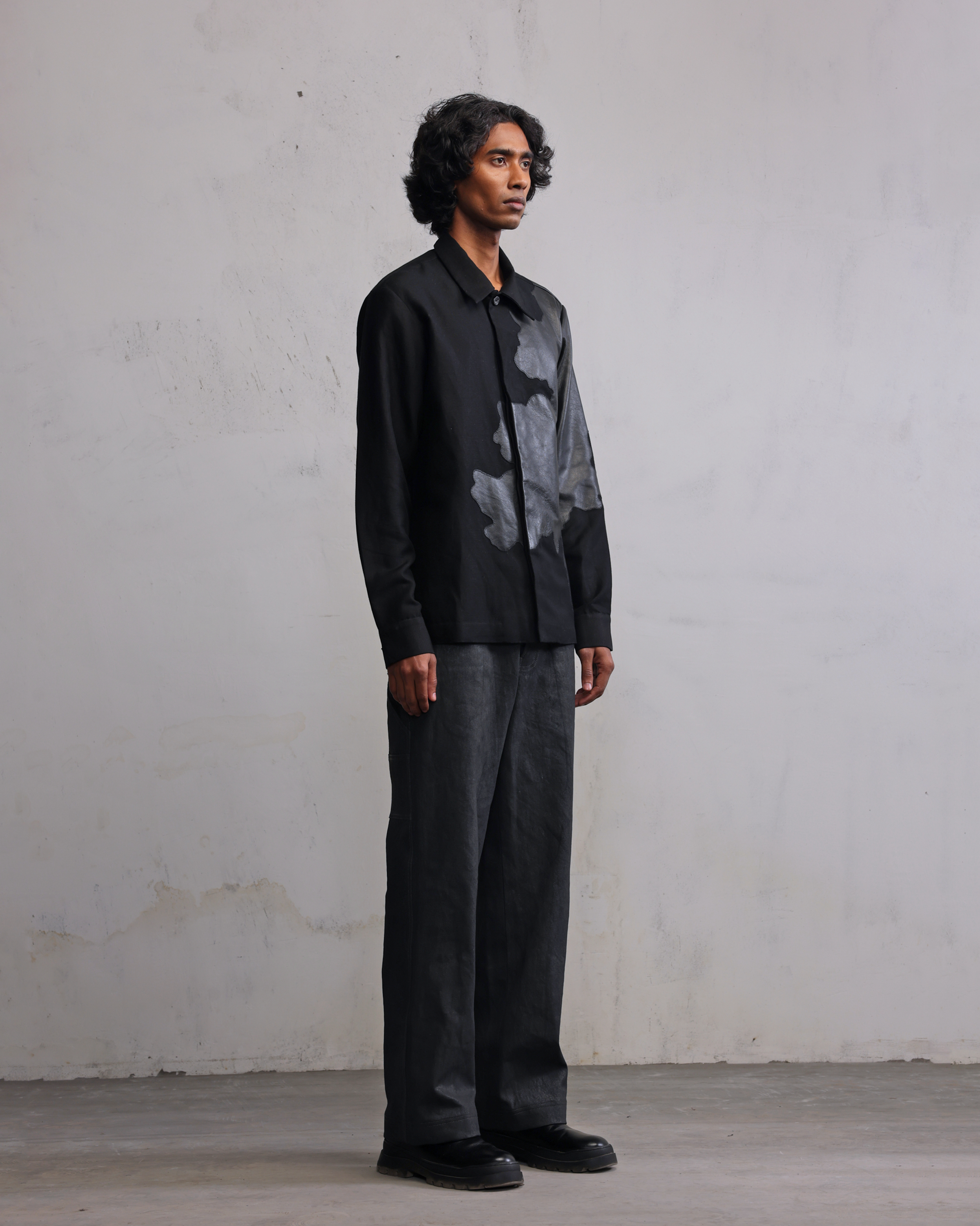 COUNTRYMADE Shirts Tattered Terrain Leather patch shirt chemise lin cuir