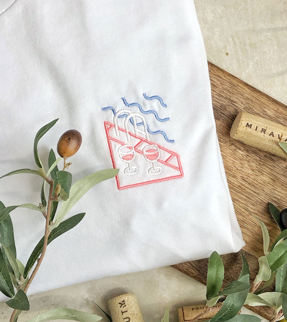 Juste Un T-shirt T-shirts Brodés Rosé Piscine t-shirt coton bio