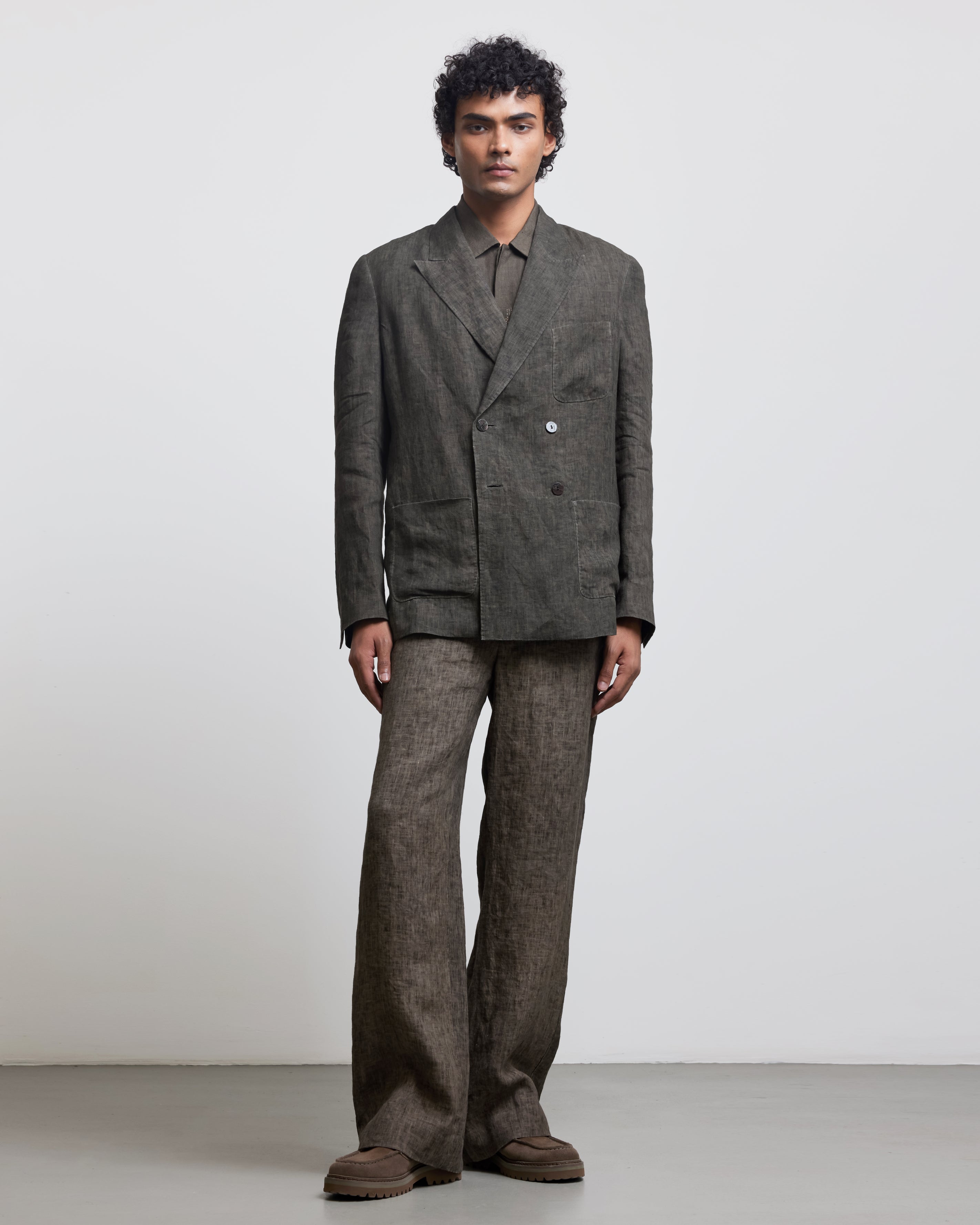 COUNTRYMADE Jackets STONE OLIVE DOUBLE BREASTED BLAZER blazer en lin olive