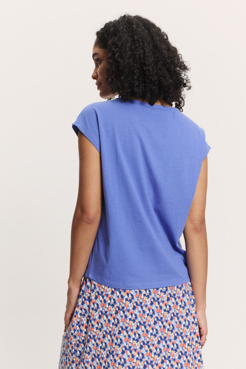Tranquillo Tops Tee-shirt Jessicaa tee-shirt bleu lavande coton bio