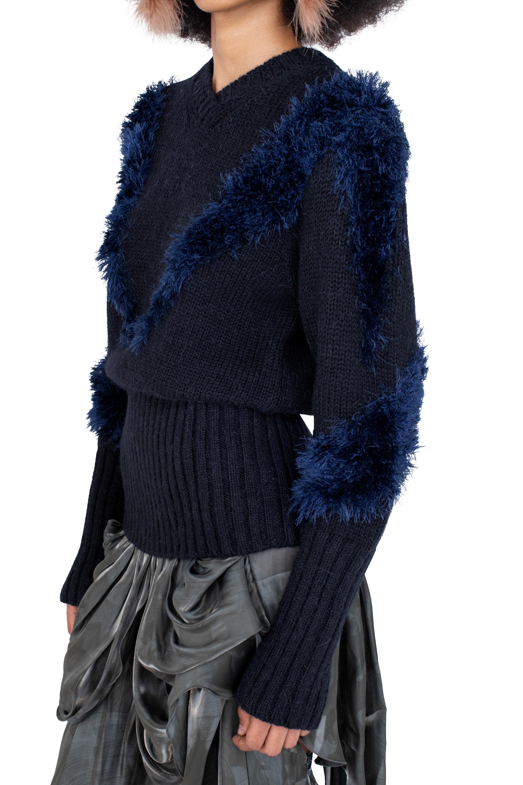 Kiko Kostadinov Knitwear MACAW Jumper pull Black Swan / Deep Lake Blue alpaga oversize