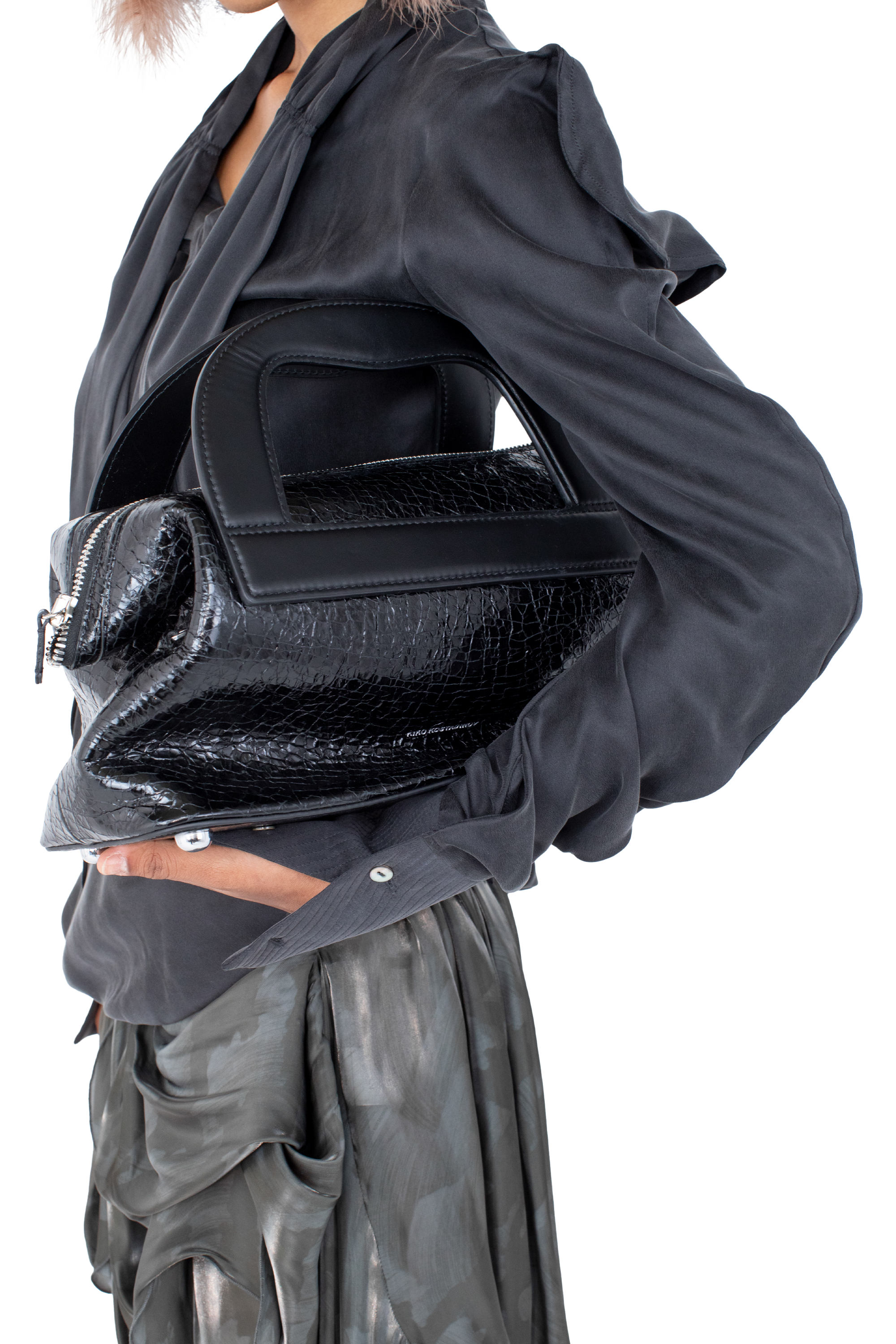 Kiko Kostadinov Bags ISADORA sac Cracked Black OS cuir italien
