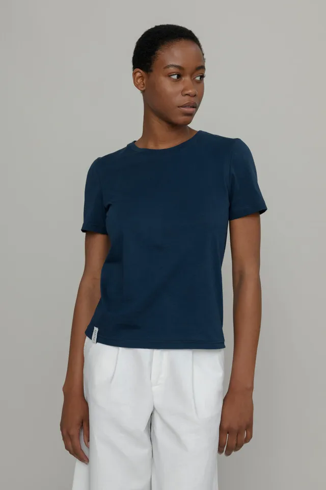 Sourire Multicolore Tops Tee-shirt Mimma coton recyclé bleu ou noir