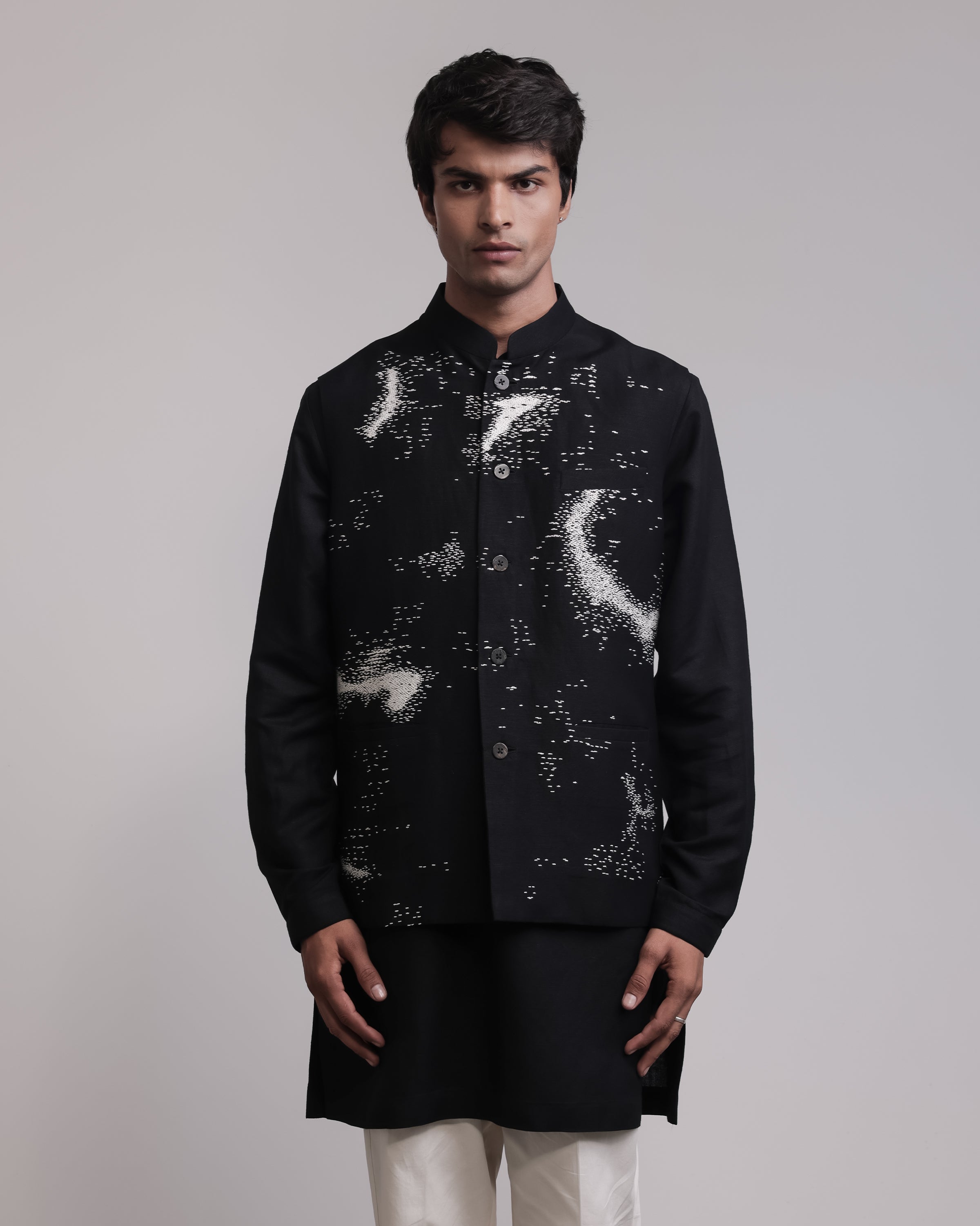 COUNTRYMADE Nehru Jackets Trail Drift Bundi Kurta Set bundi linen