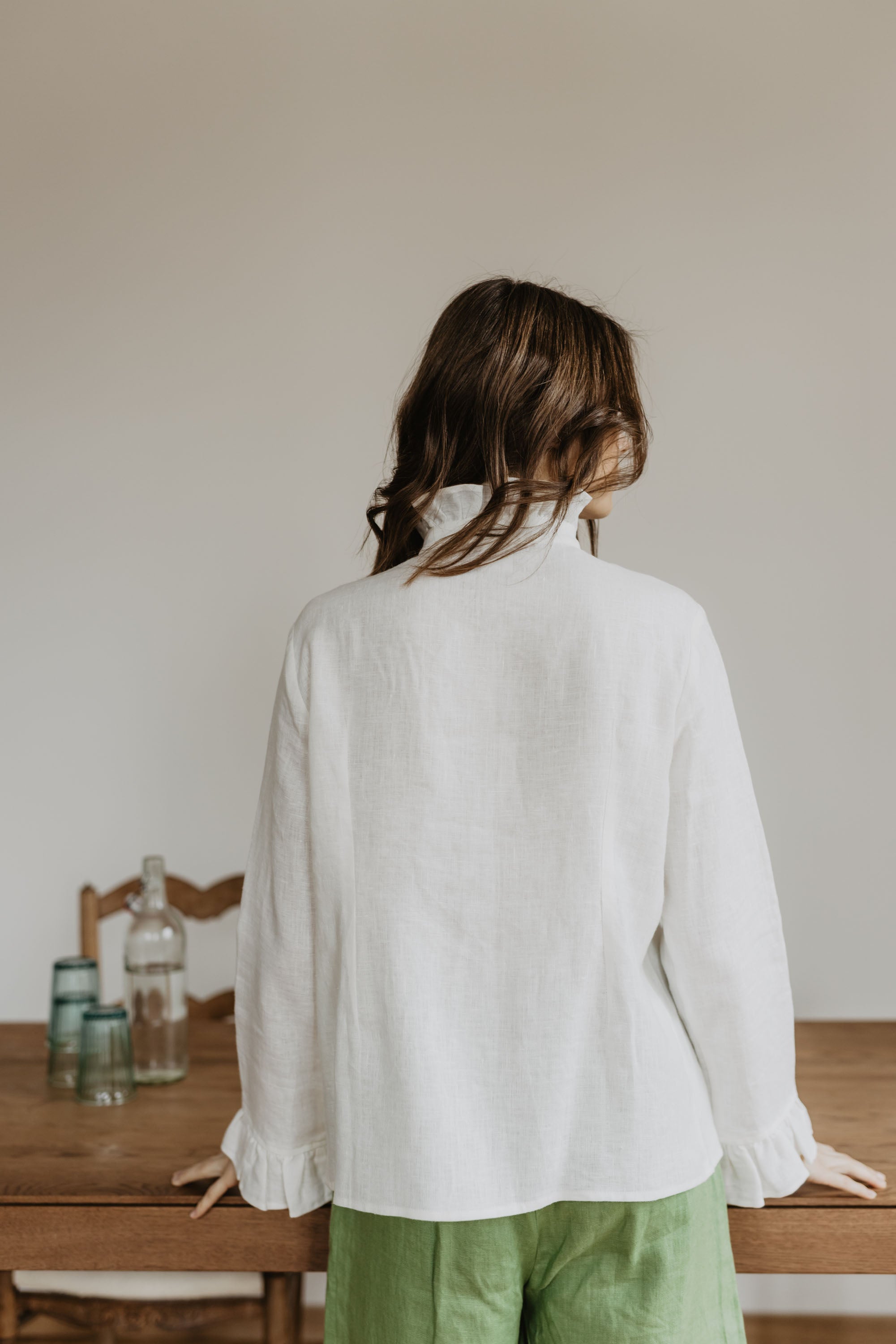 Laumė linen Linen Tops Women's linen shirt Juodkrante, Creamy White, 100 % lin