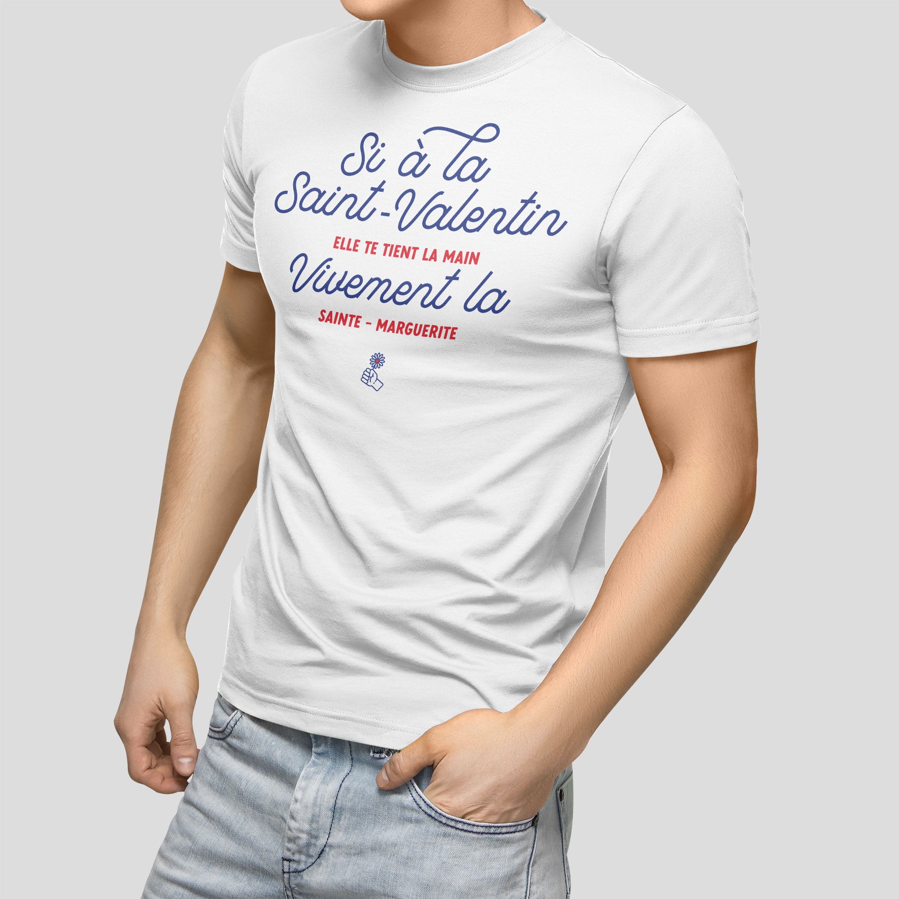 Juste Un T-shirt T-shirts Imprimés Si à la Saint-Valentin t-shirt blanc humour