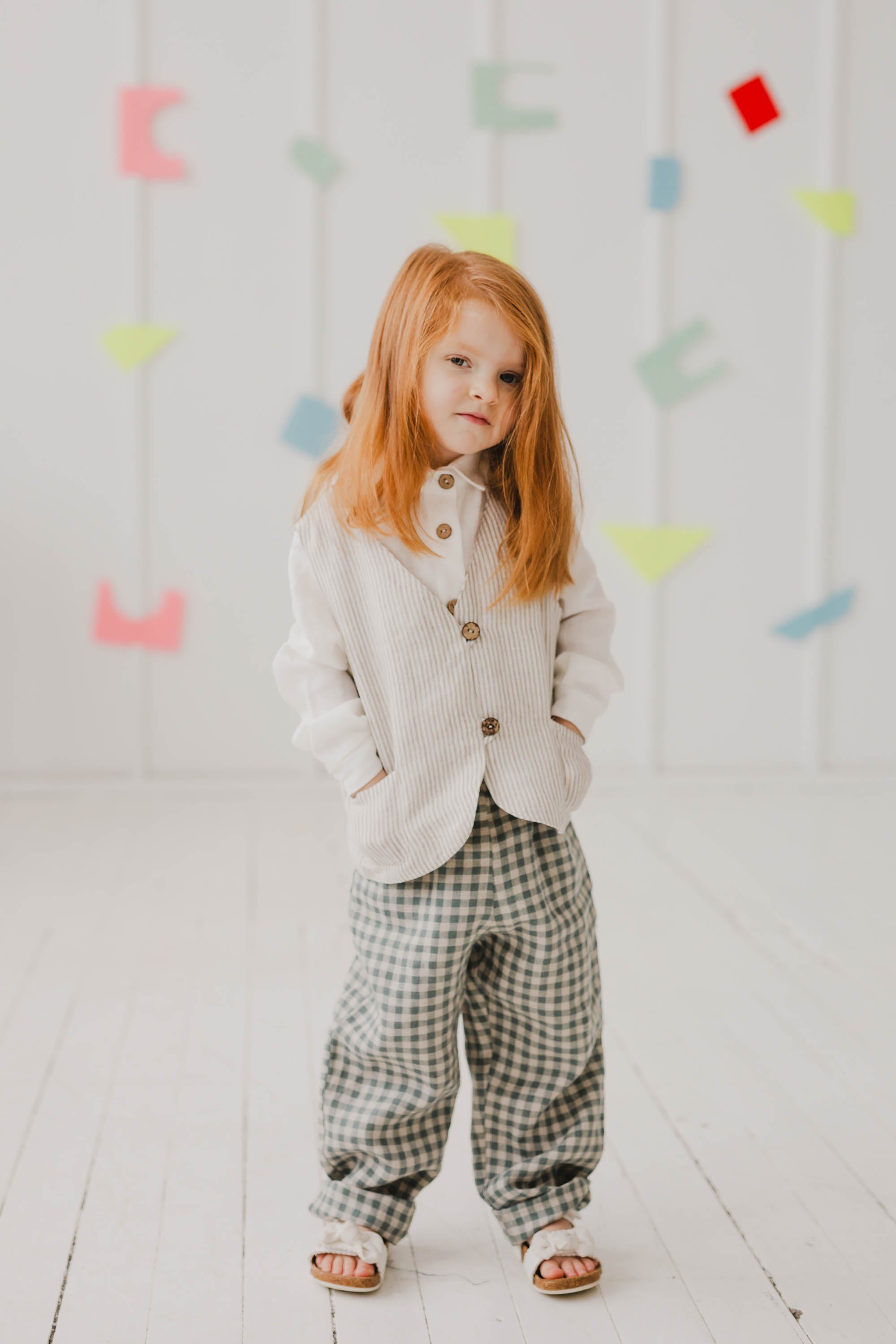 Laumė linen Kids Clothing KAUKAS gilet enfant en lin 100 %