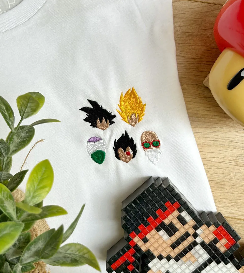 Juste Un T-shirt T-shirts Brodés DBZ t-shirt blanc en coton bio