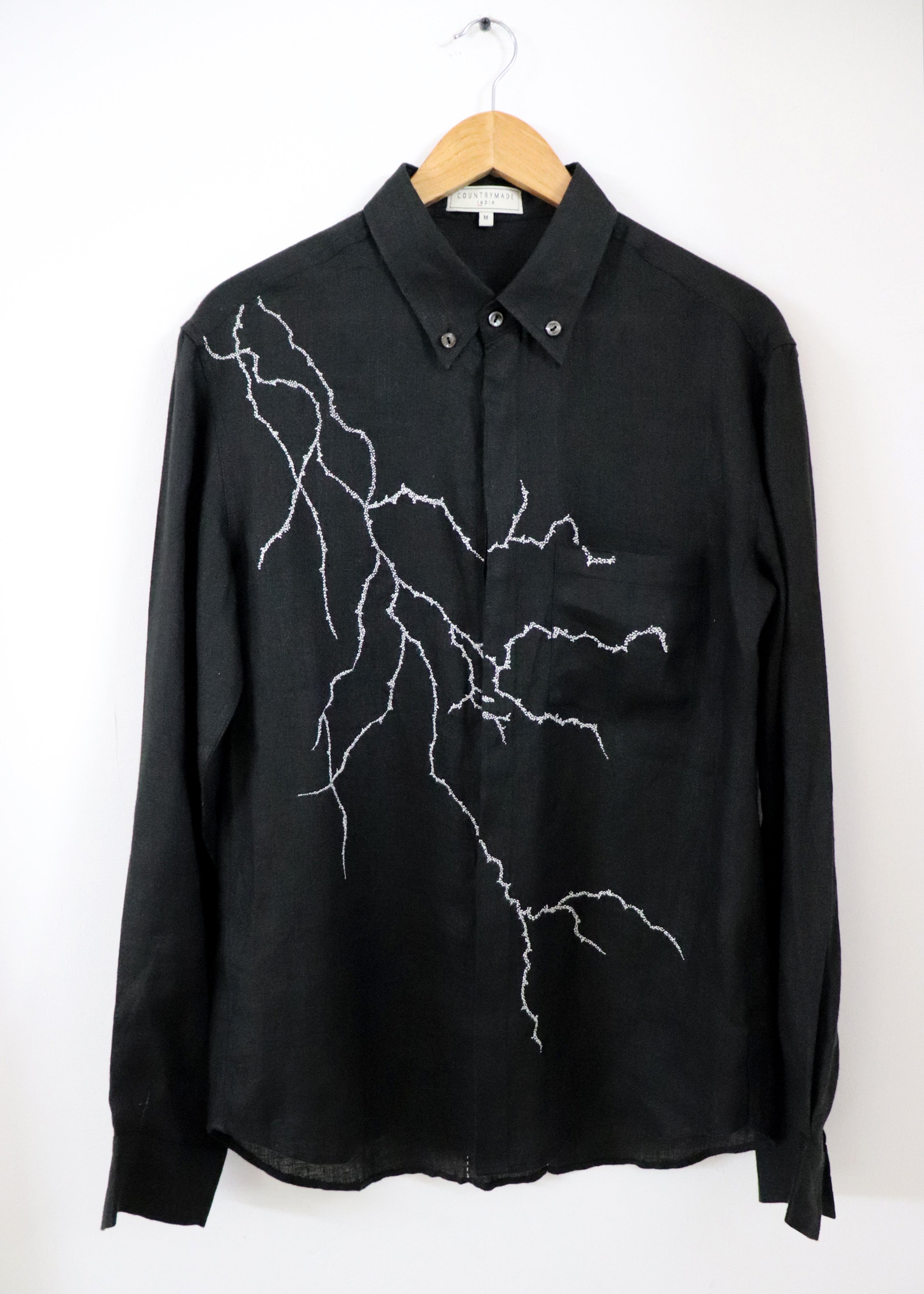 COUNTRYMADE Shirts Lightning Shirt chemise noire en lin brodée