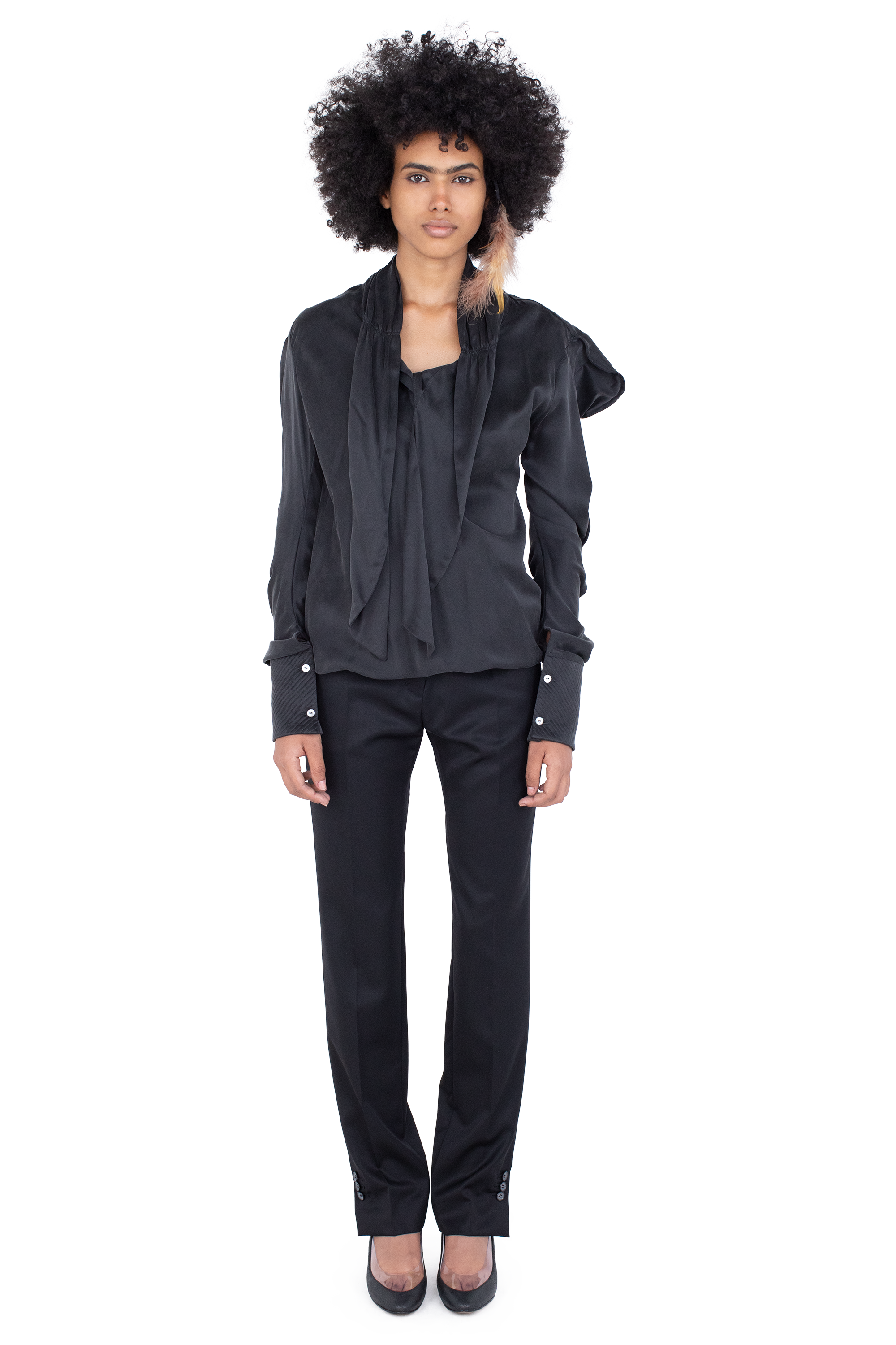 Kiko Kostadinov Bottoms EGRET Tailored Trousers pantalon noir laine