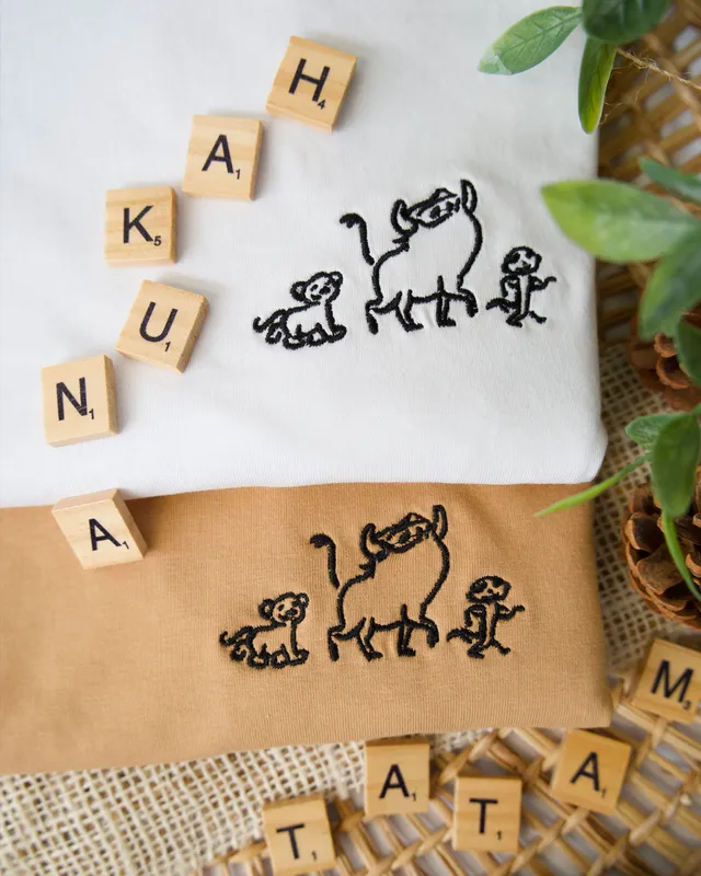Juste Un T-shirt T-shirts Brodés Hakuna Matata t-shirt blanc en coton bio