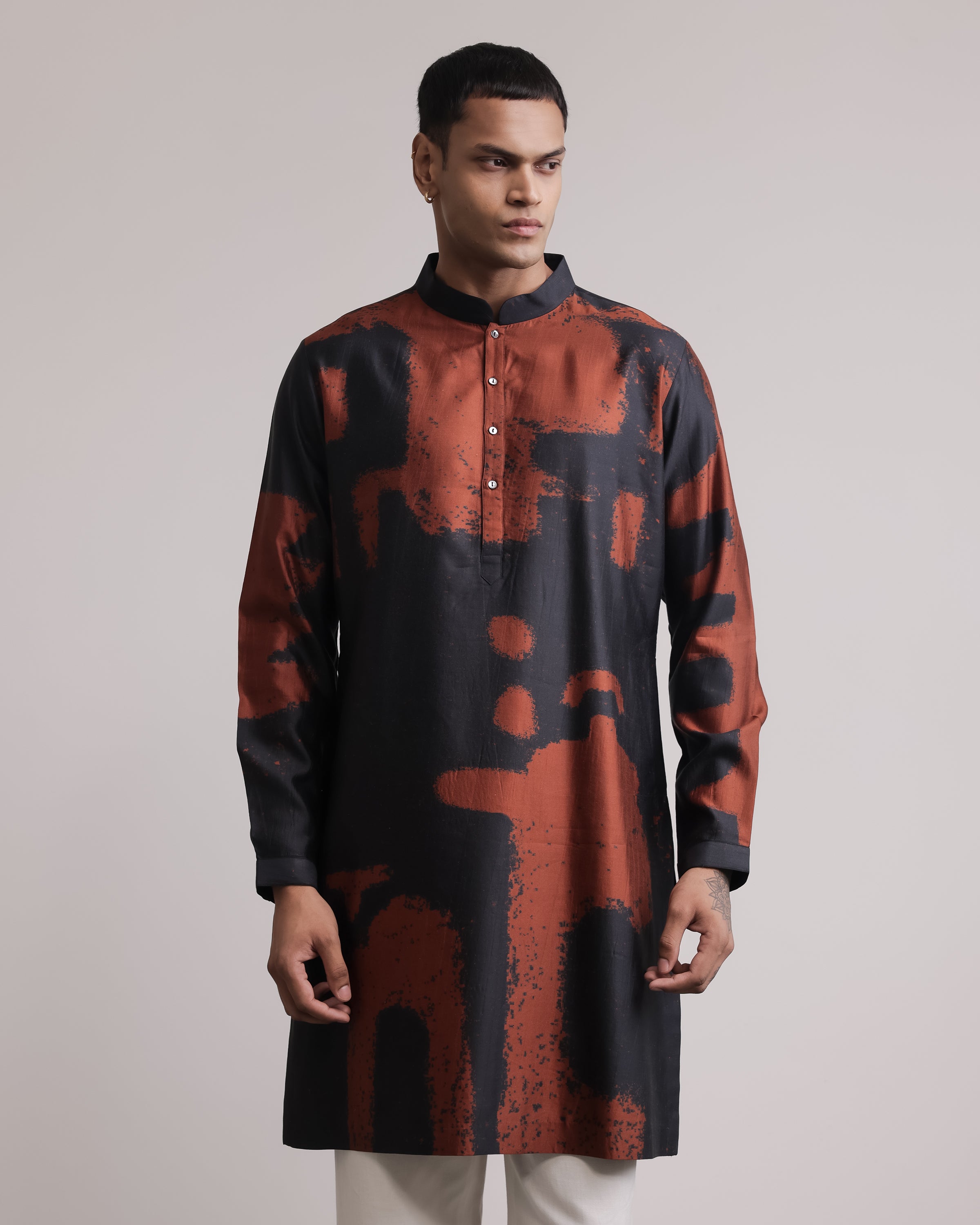 COUNTRYMADE Kurtas Upscale Fossil Print Silk Kurta kurta XS soie imprimée