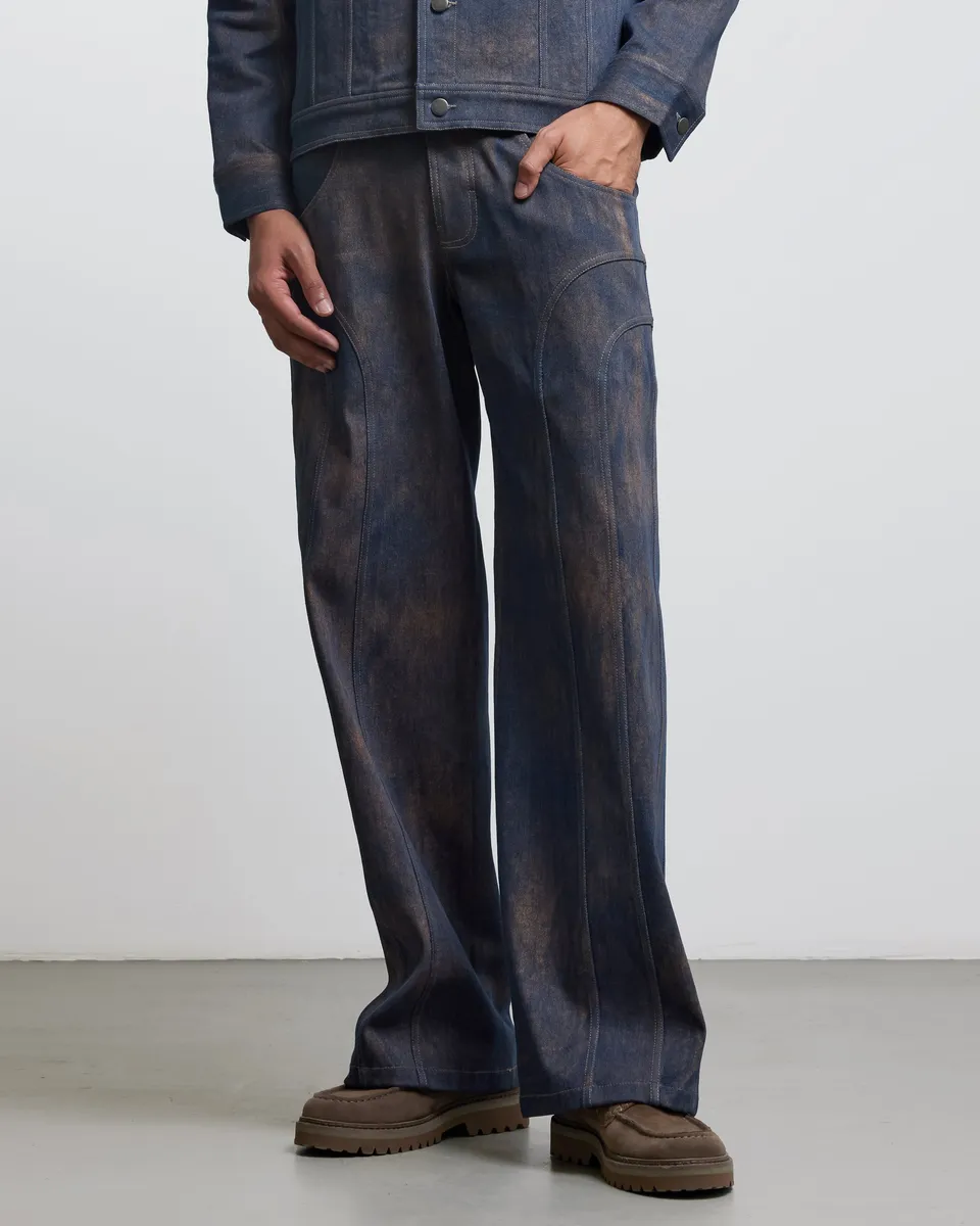 COUNTRYMADE Trousers BAUHAUS COATED PATCHWORK DENIM PANTS pantalon denim