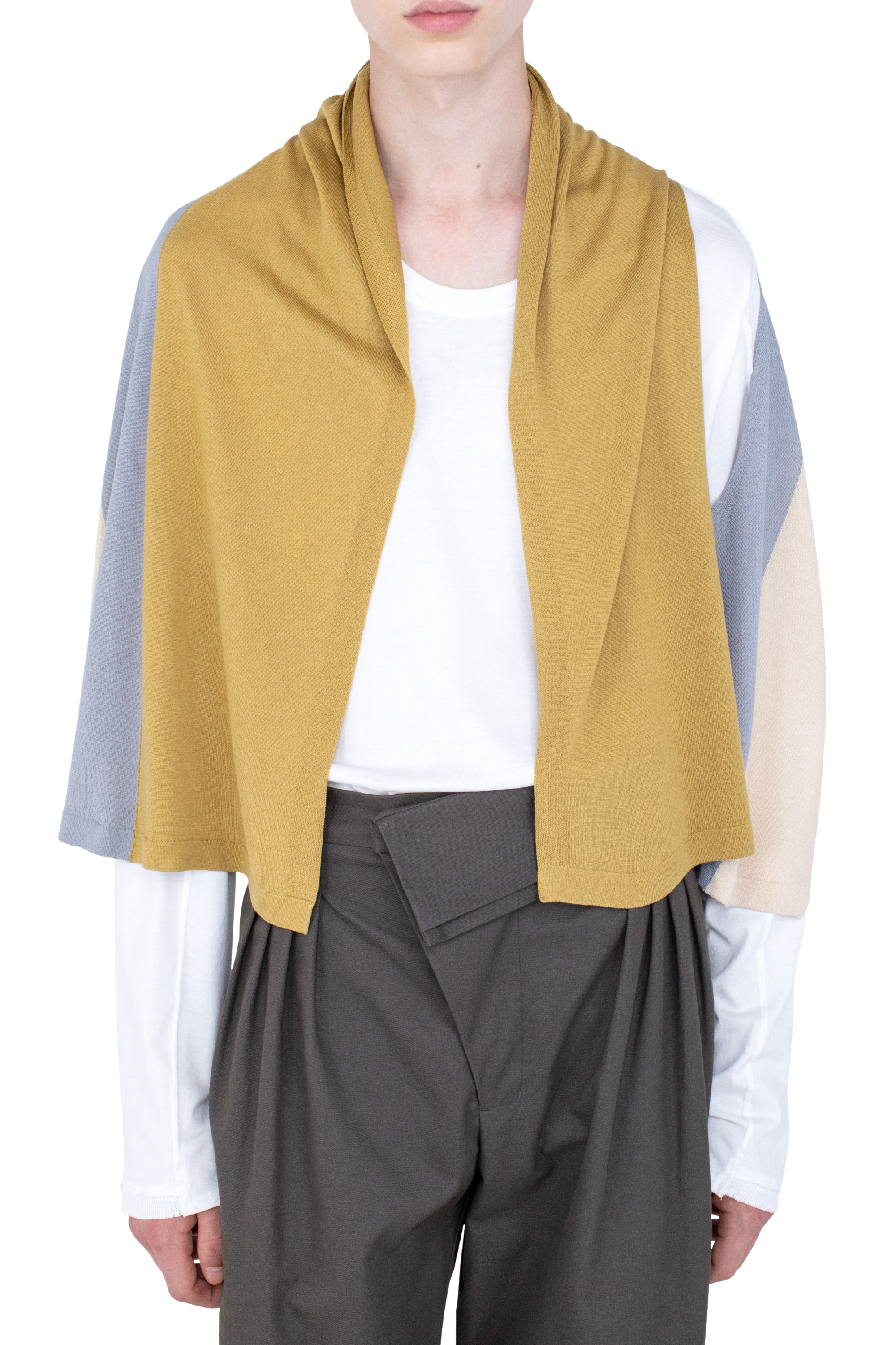 Kiko Kostadinov Accessories SIGO Knit Scarf écharpe ocre en Tencel et soie