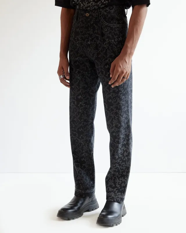 COUNTRYMADE Trousers Block Print Denim jean noir coupe droite