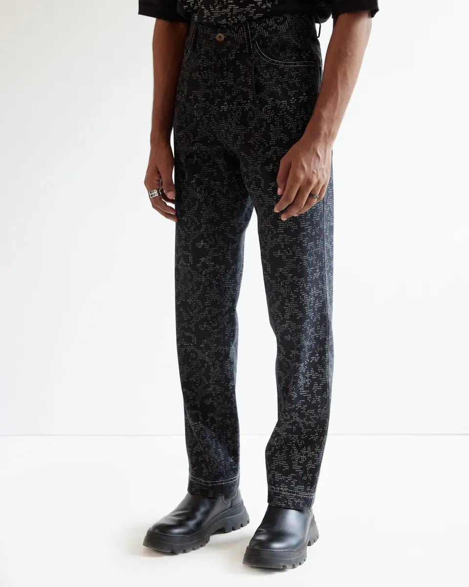 COUNTRYMADE Trousers Block Print Denim jean noir coupe droite