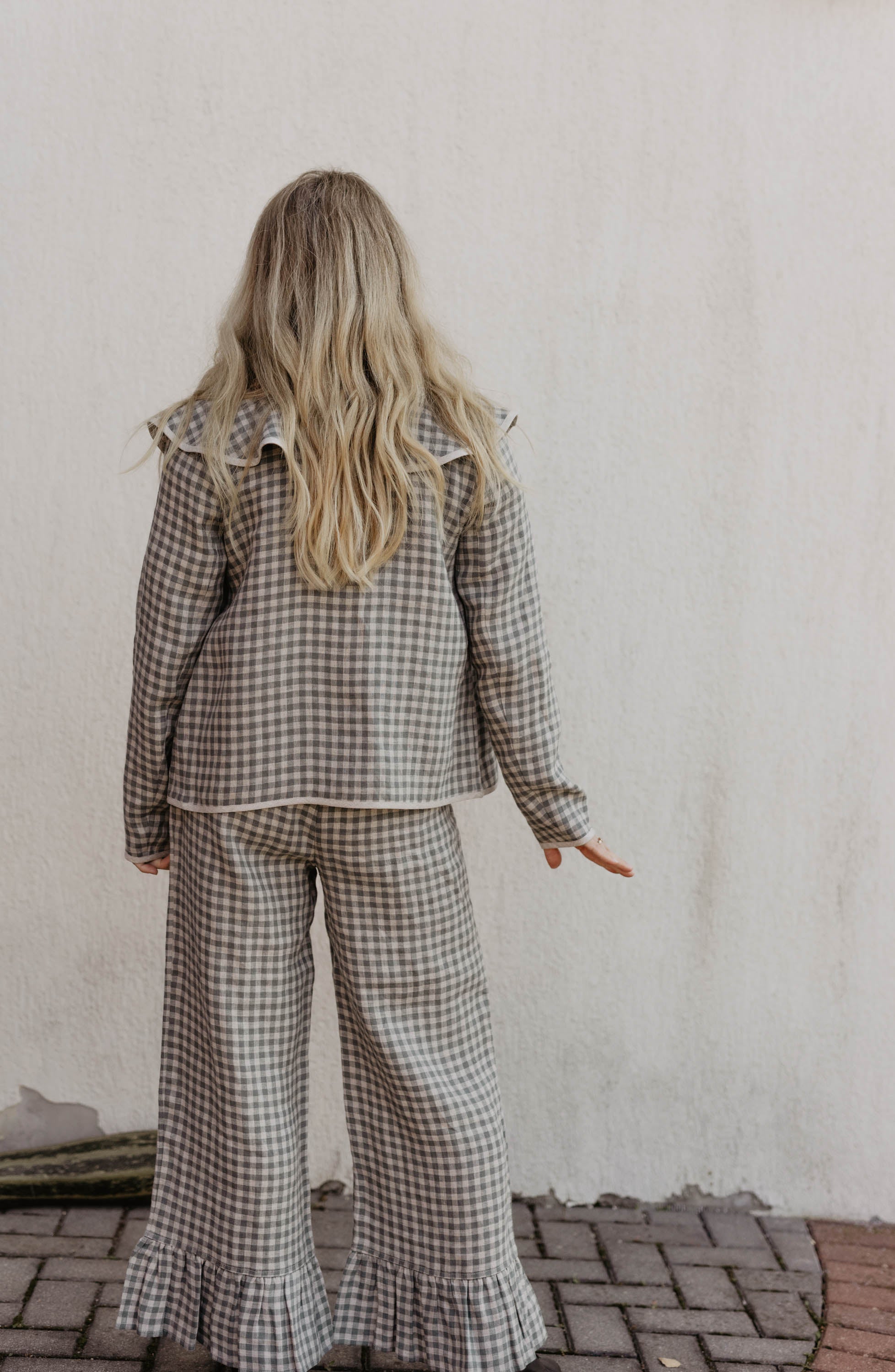 Laumė linen Linen Bottoms Biarritz pantalon en lin prune lune XS