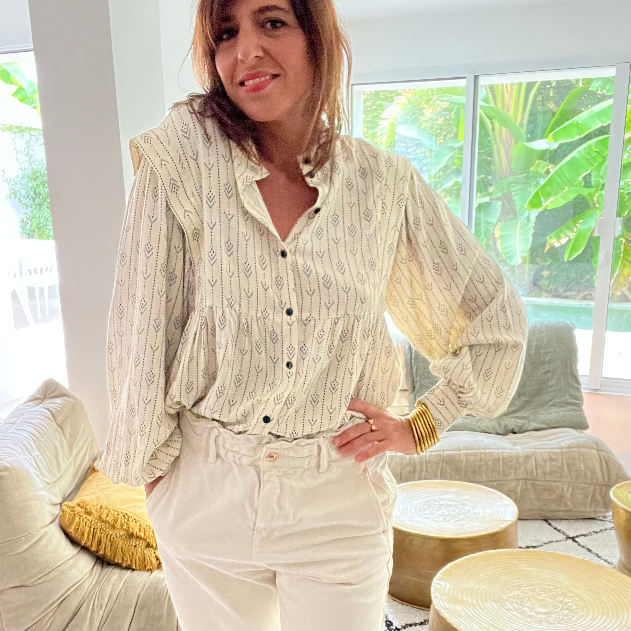 PANTRUCHE Chemises Blouse NINA Ethnique blouse crème viscose