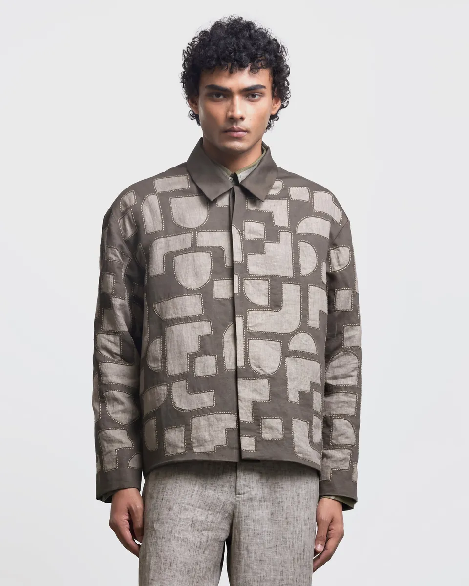 COUNTRYMADE Jackets REVERSE APPLIQUE BAUHAUS ARCH JACKET veste coton et lin brodée
