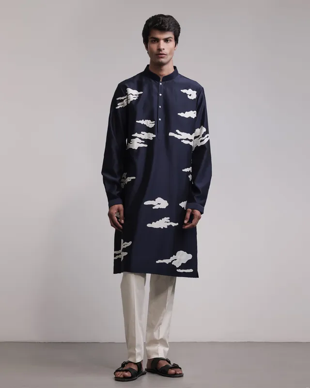 COUNTRYMADE Kurtas Residual Camouflage Applique Kurta Set ensemble kurta en soie