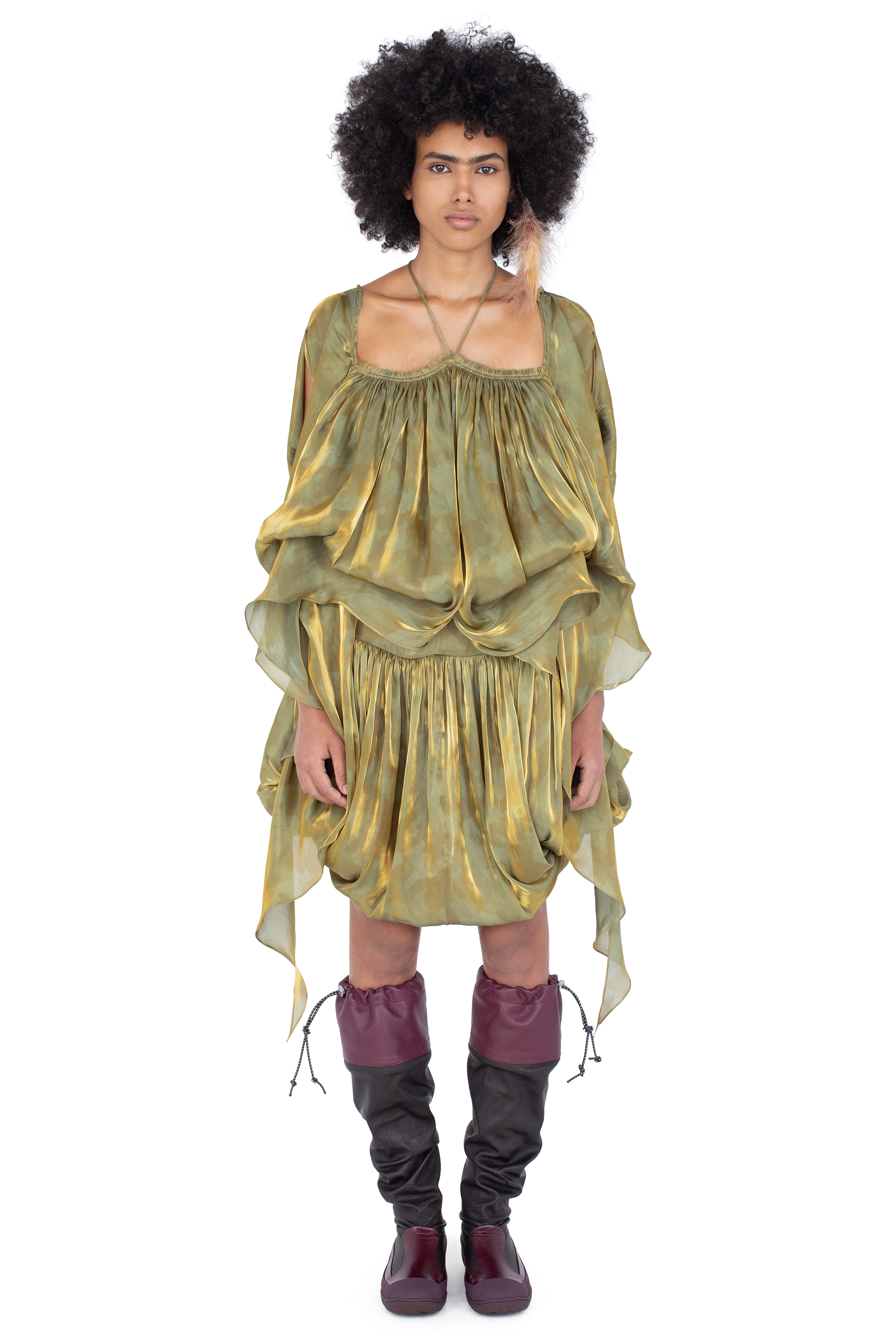 Kiko Kostadinov Dresses KESTREL Dress robe Gold Brush satin métallisé