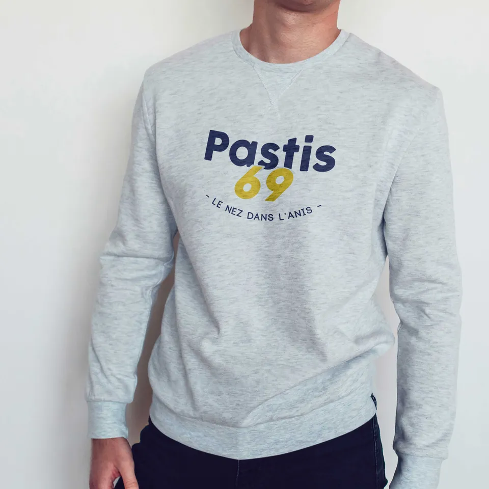 Juste Un T-shirt Sweats Imprimés Pastis 69 sweat-shirt gris chiné apéro