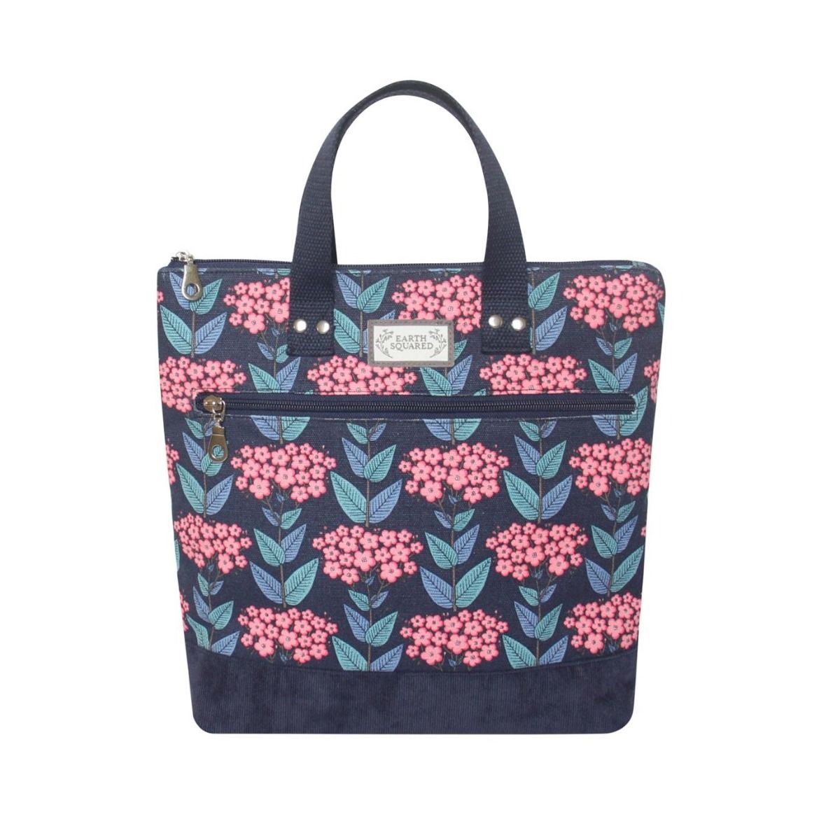 Sourire Multicolore Sacs et pochettes sac à dos fleuri bleu marine en toile de coton