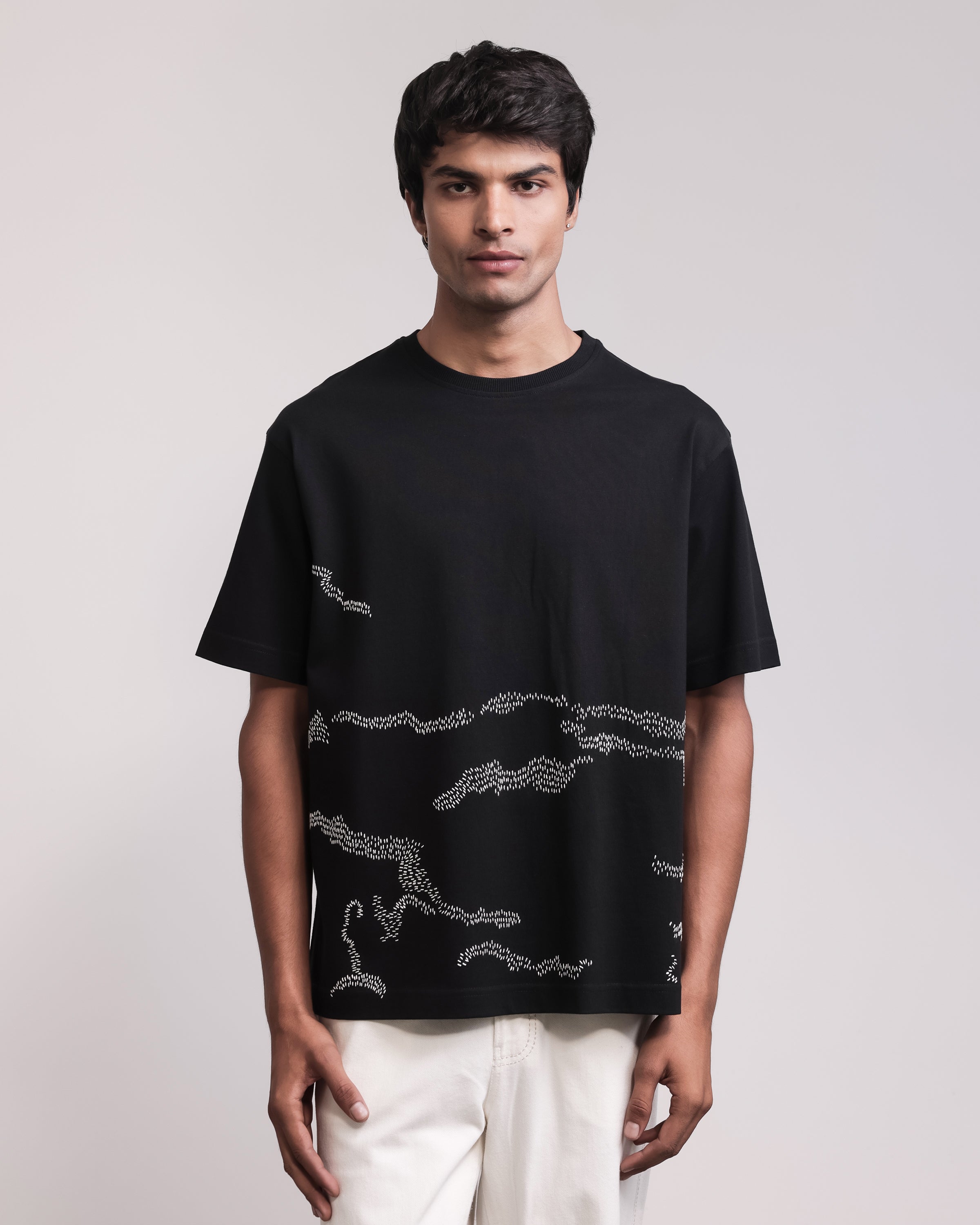 COUNTRYMADE T-shirts Mountain trail T-shirt noir brodé