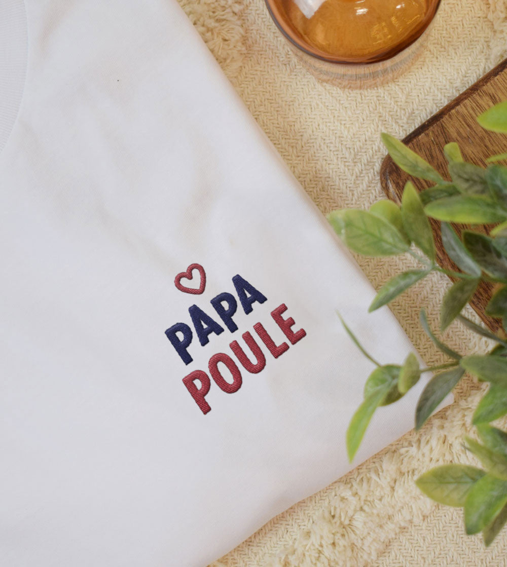 Juste Un T-shirt T-shirts Brodés Papa Poule t-shirt brodé papa