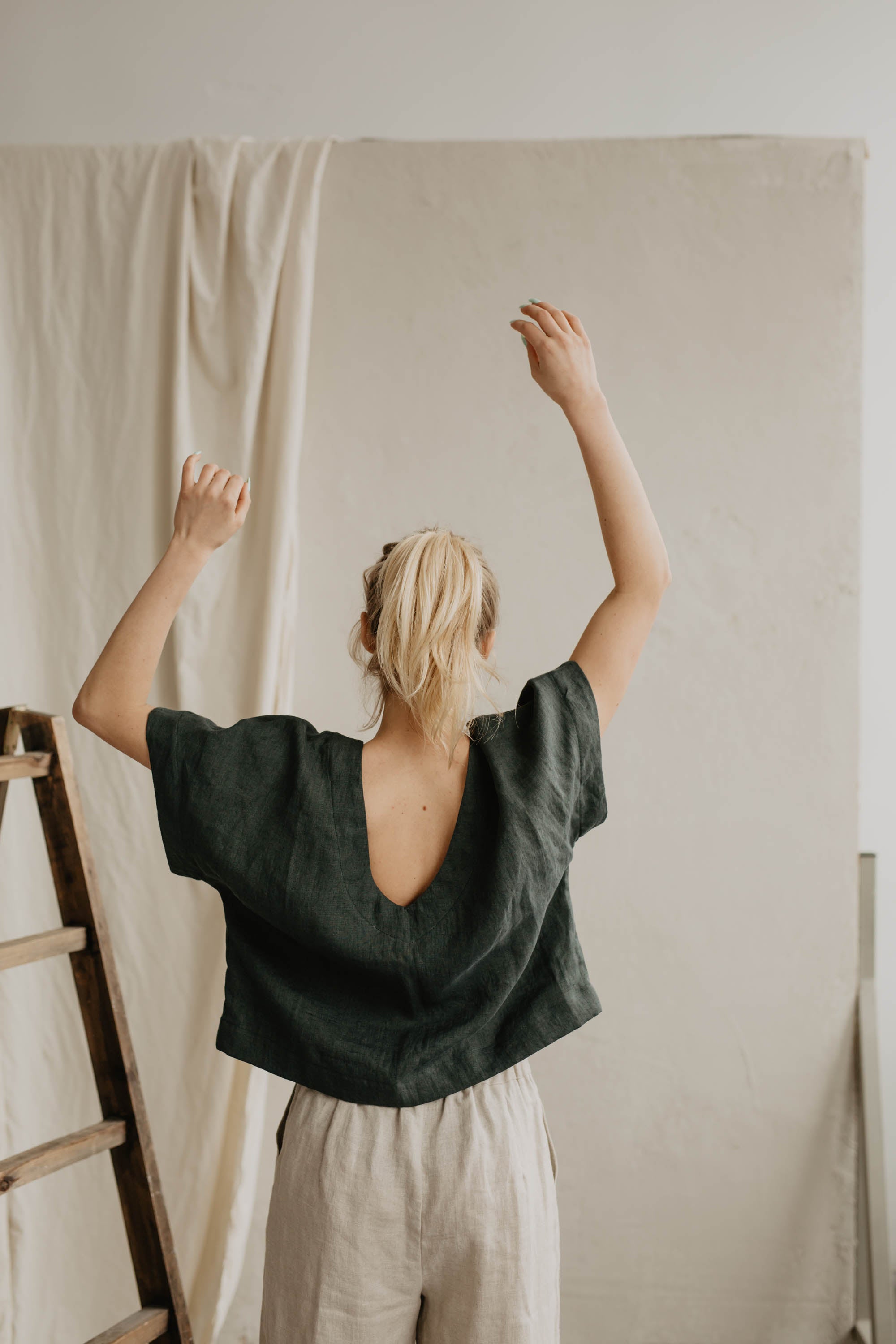 Laumė linen Linen Tops Vytė top en lin blanc crème